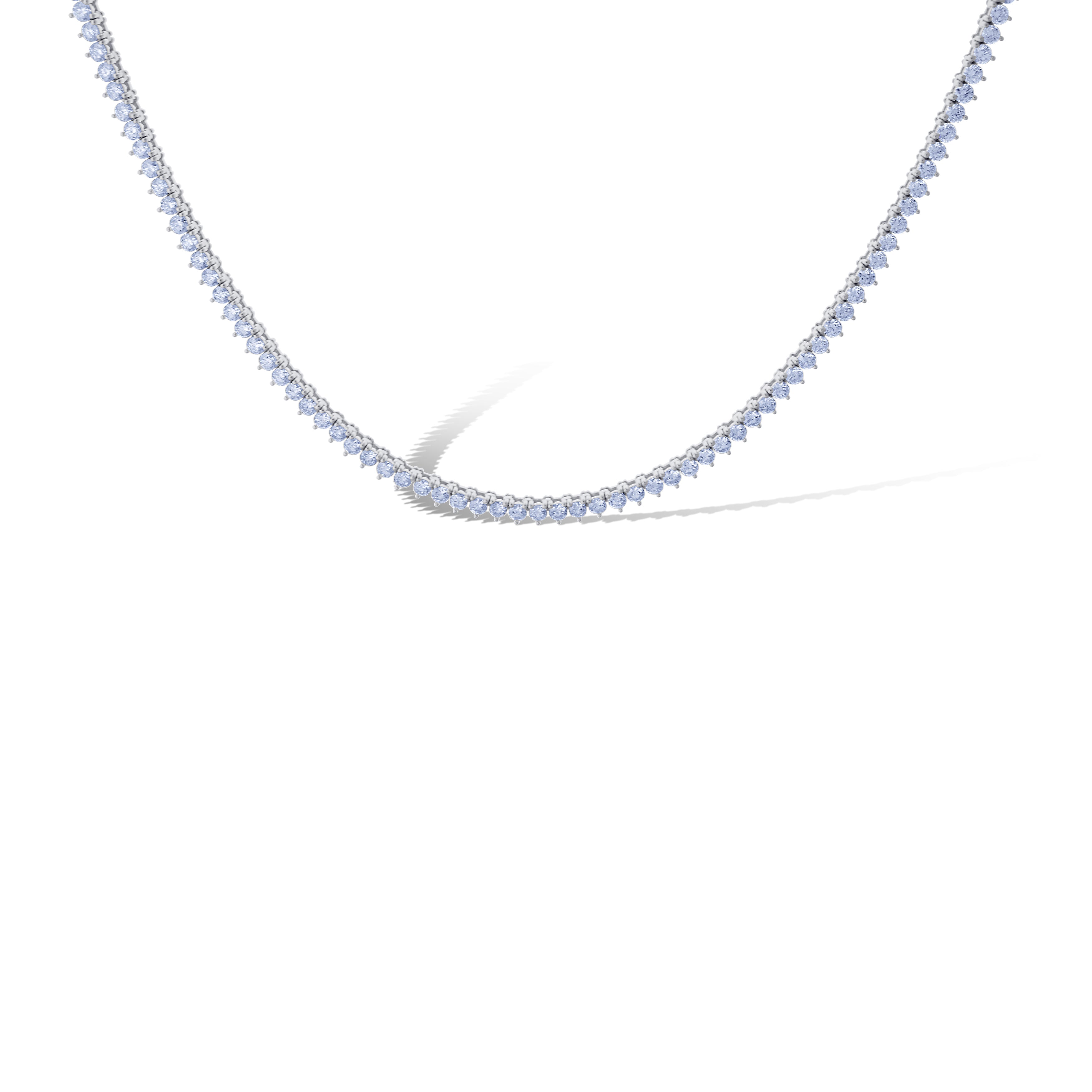 14K White Gold Round-Cut Diamond Tennis Necklace 8.11Ctw 17"