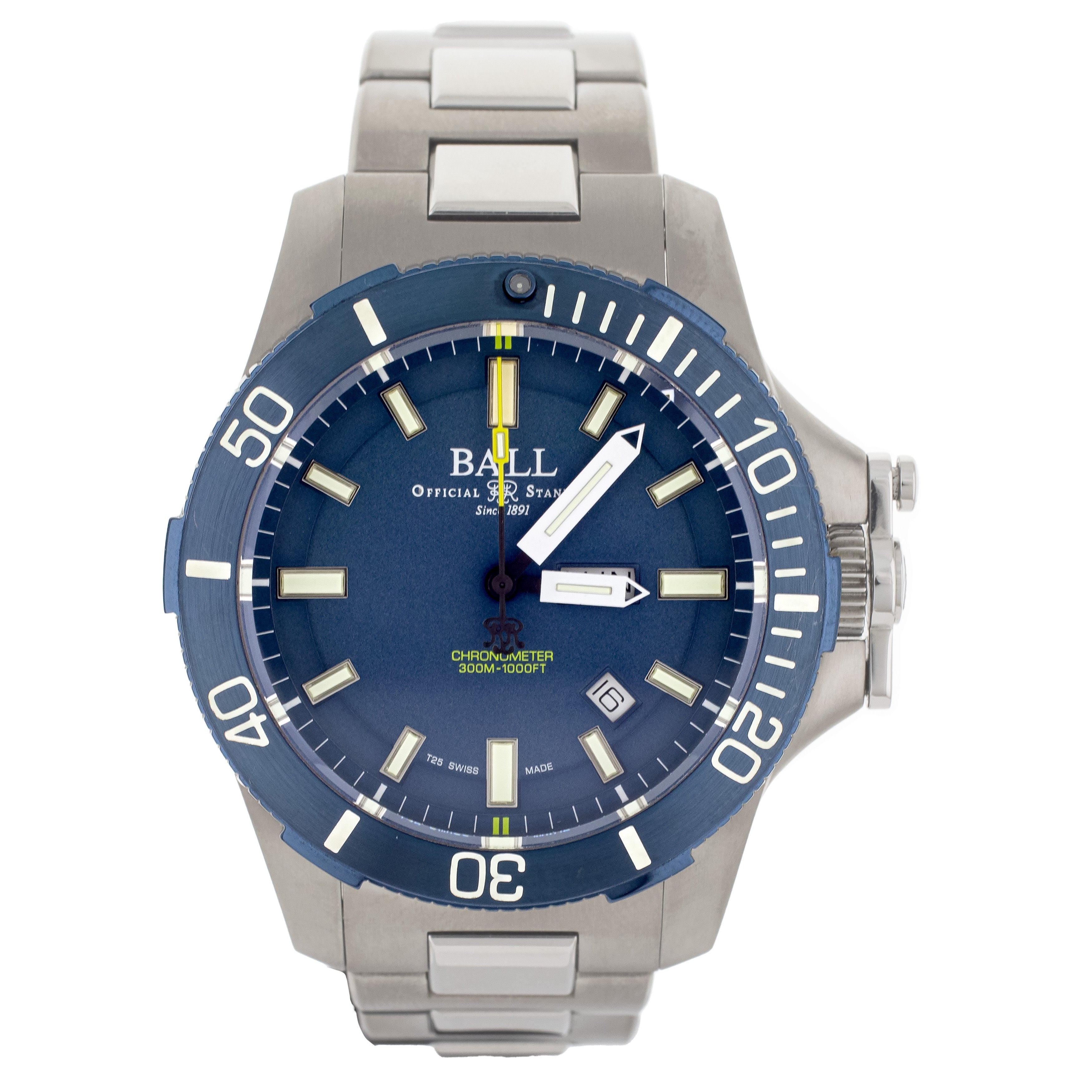 Ball Submarine Warfare Stainless Steel Blue Dial on Bracelet 42mm DM2276A