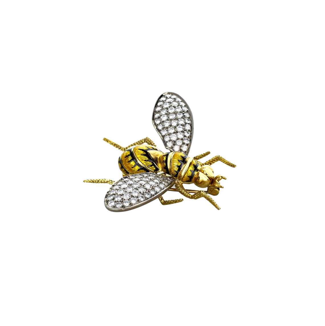18 Yellow Gold Diamond Wing Wasp Pin