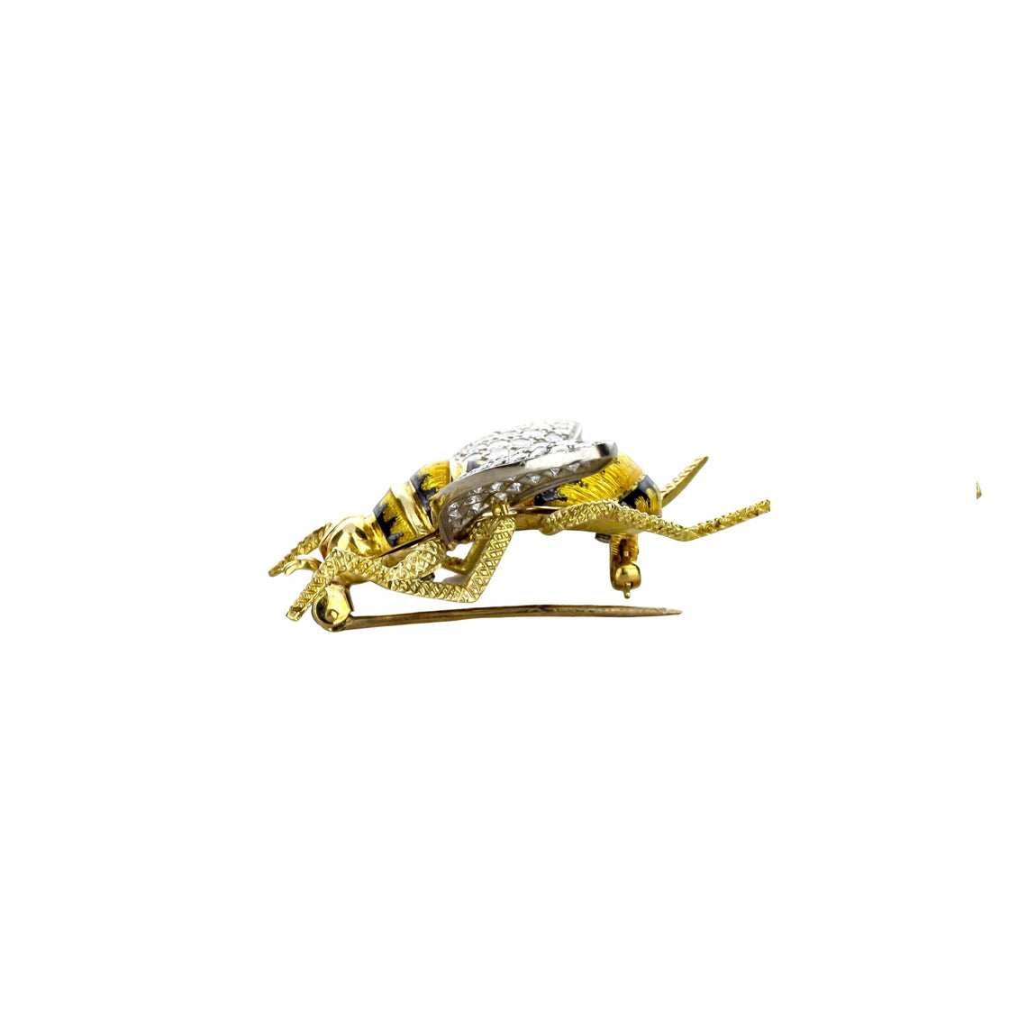 18 Yellow Gold Diamond Wing Wasp Pin