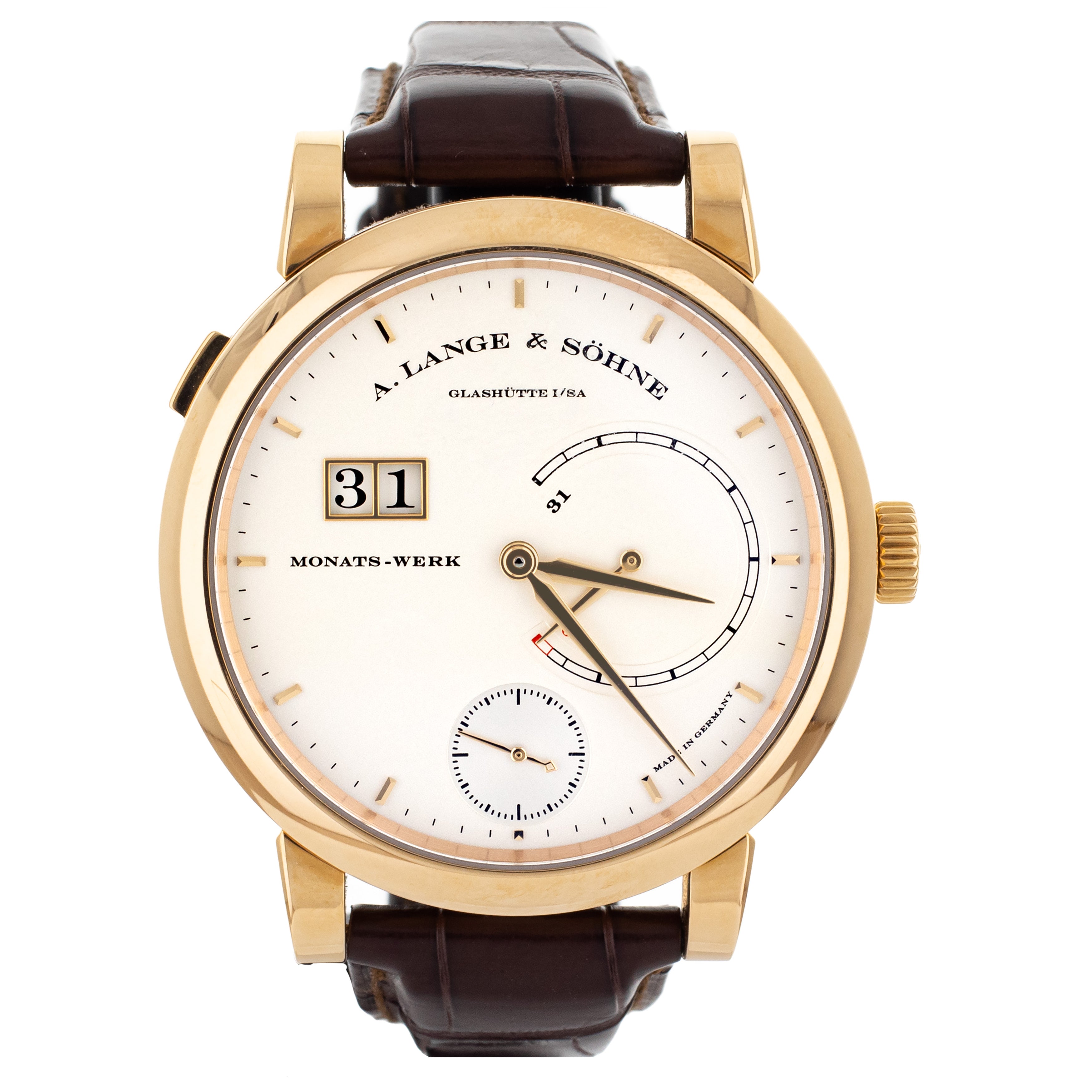 A. Lange & Sohne Lange 31 Rose Gold Silver Dial 46mm Manual 130.032 Full Set