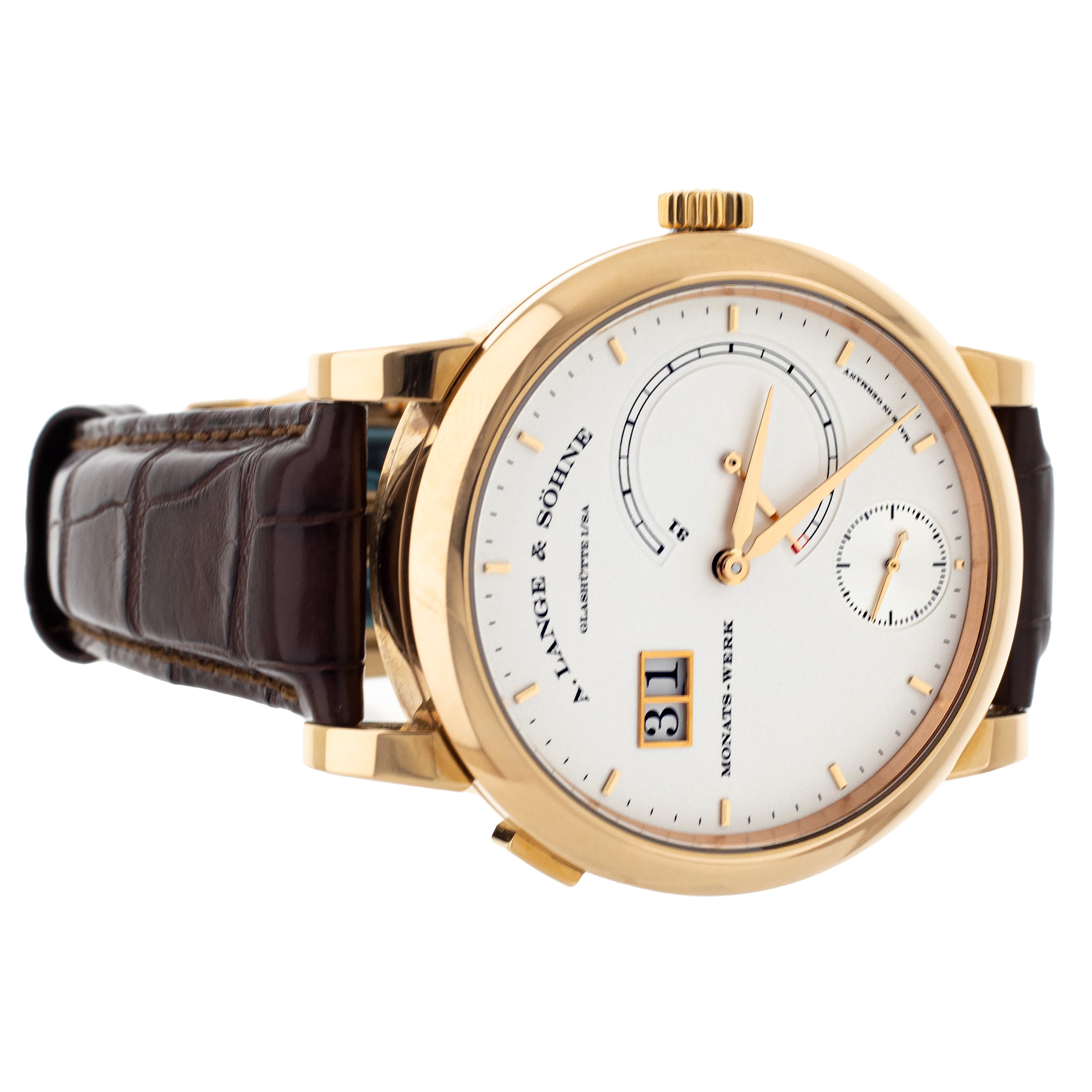 A. Lange & Sohne Lange 31 Rose Gold Silver Dial 46mm Manual 130.032 Full Set