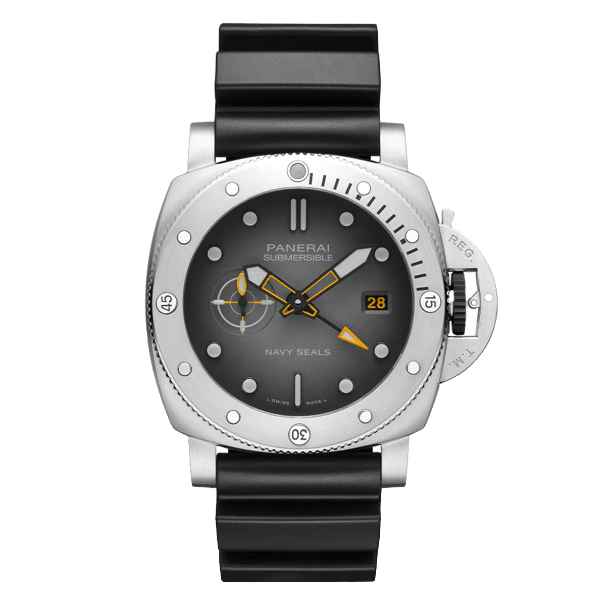Panerai Submersible Gmt Navy Seals Watch, 44mm Grey Dial, PAM01323