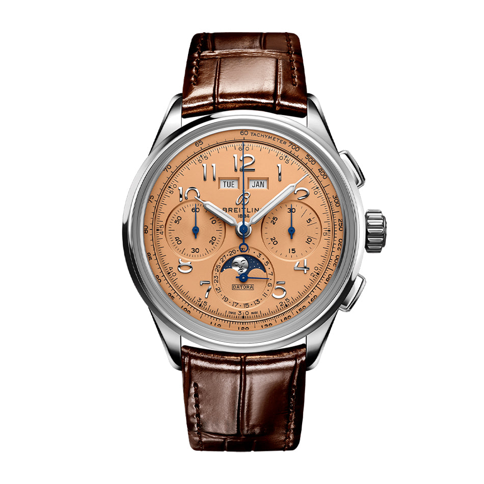 Breitling Premier B25 Datora Watch, 42mm Orange Dial, AB2510201K1P1