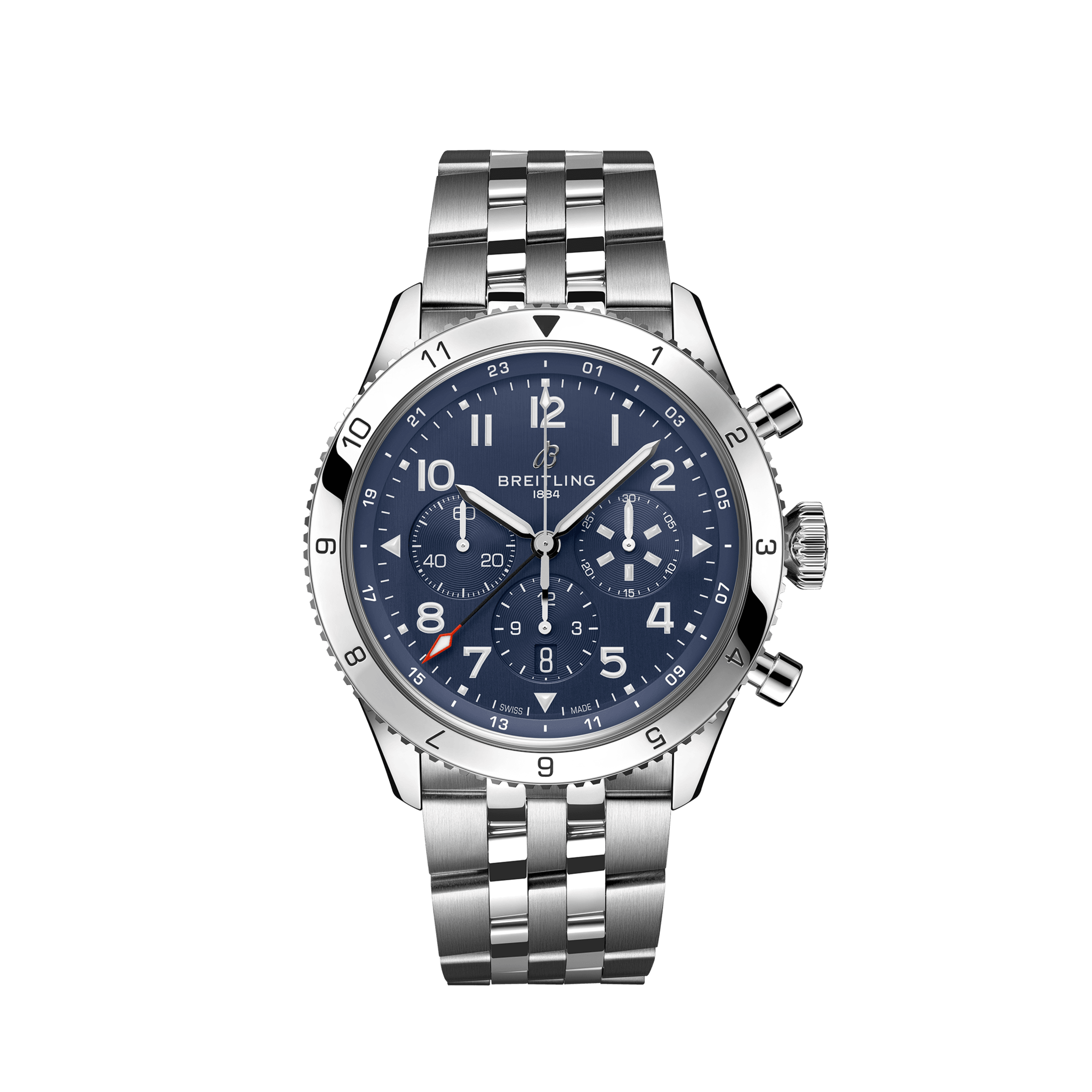 Breitling Super Avi B04 Chronograph Gmt Tribute To Vought F4U Corsair Watch, 46mm Blue Dial, AB04451A1C1A1