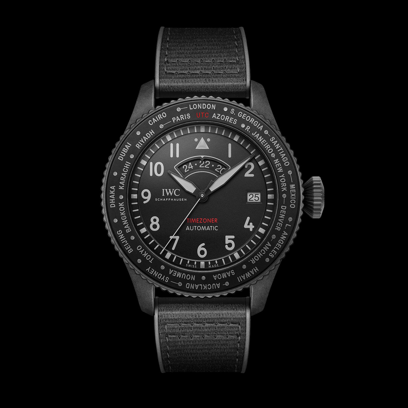 IWC Pilot'S Watch Timezoner Top Gun Ceratanium® Watch, 46mm Black Dial, IW395505