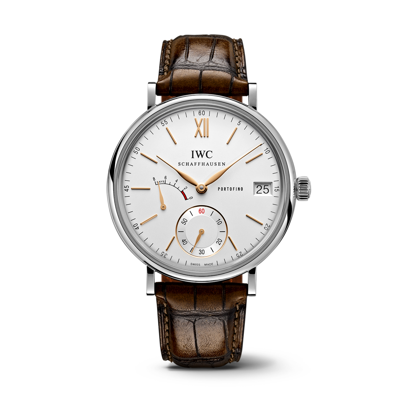 IWC Portofino Hand-Wound Eight Days Watch, 45mm White Dial