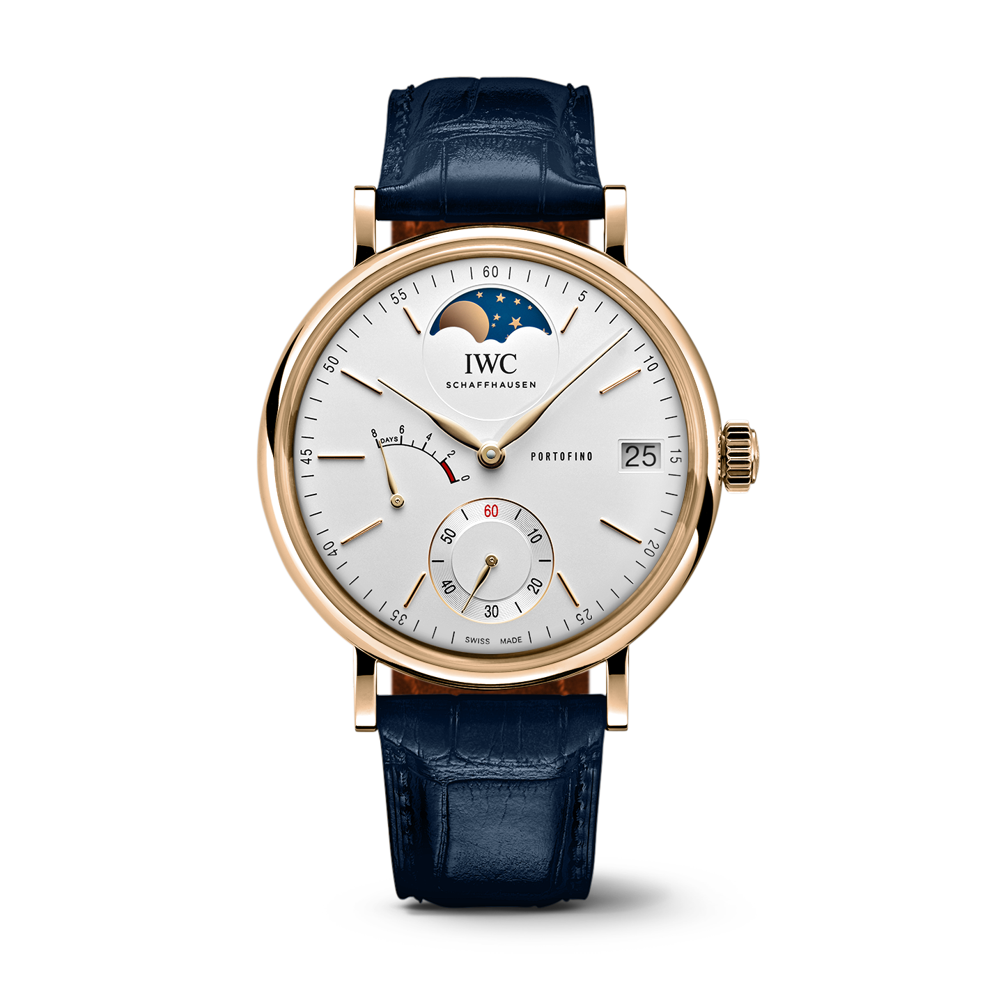 IWC Portofino Hand-Wound Moon Phase Watch, 45mm White Dial