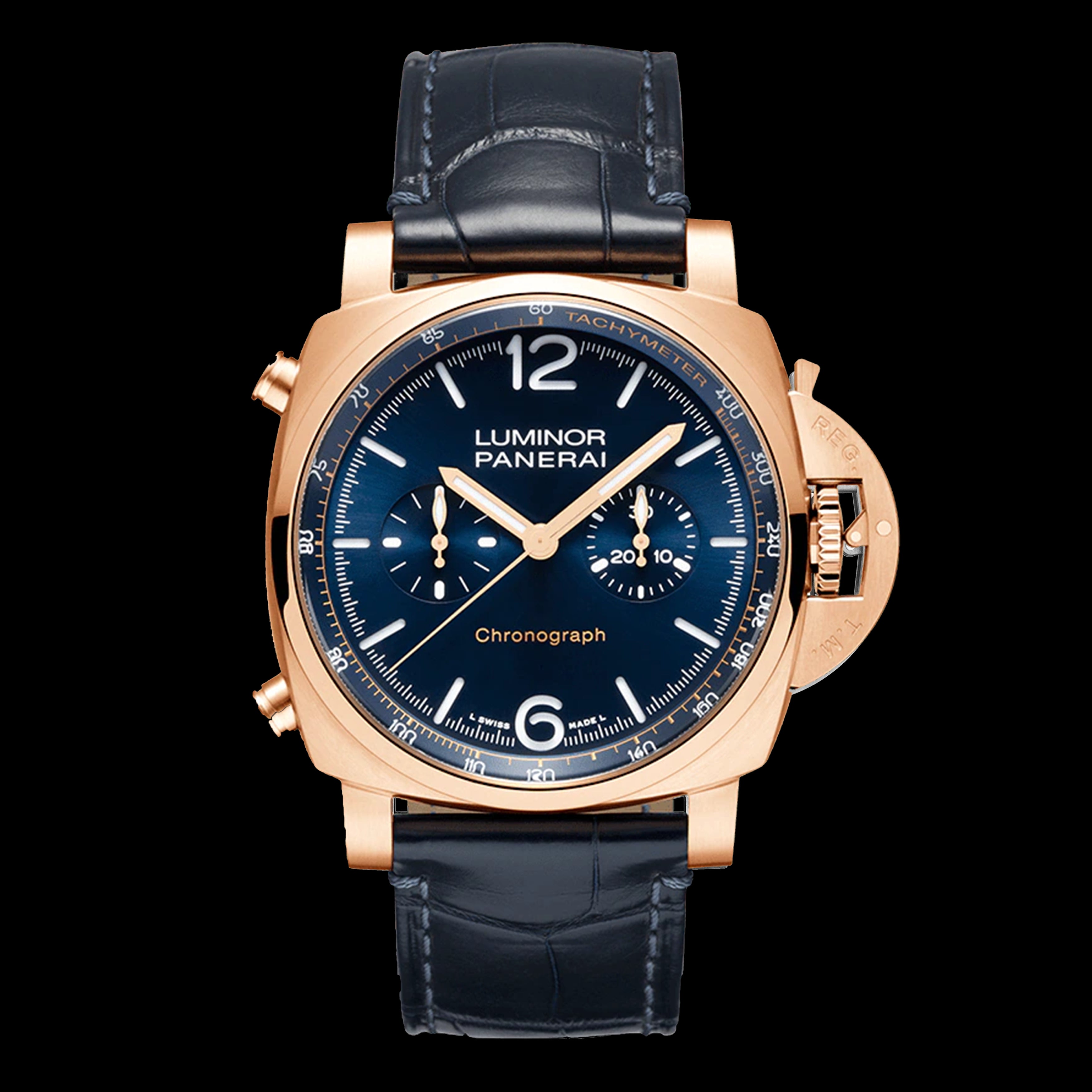 Panerai Luminor Chrono Goldtech Blu Notte Watch, 44mm Blue Dial, PAM01111