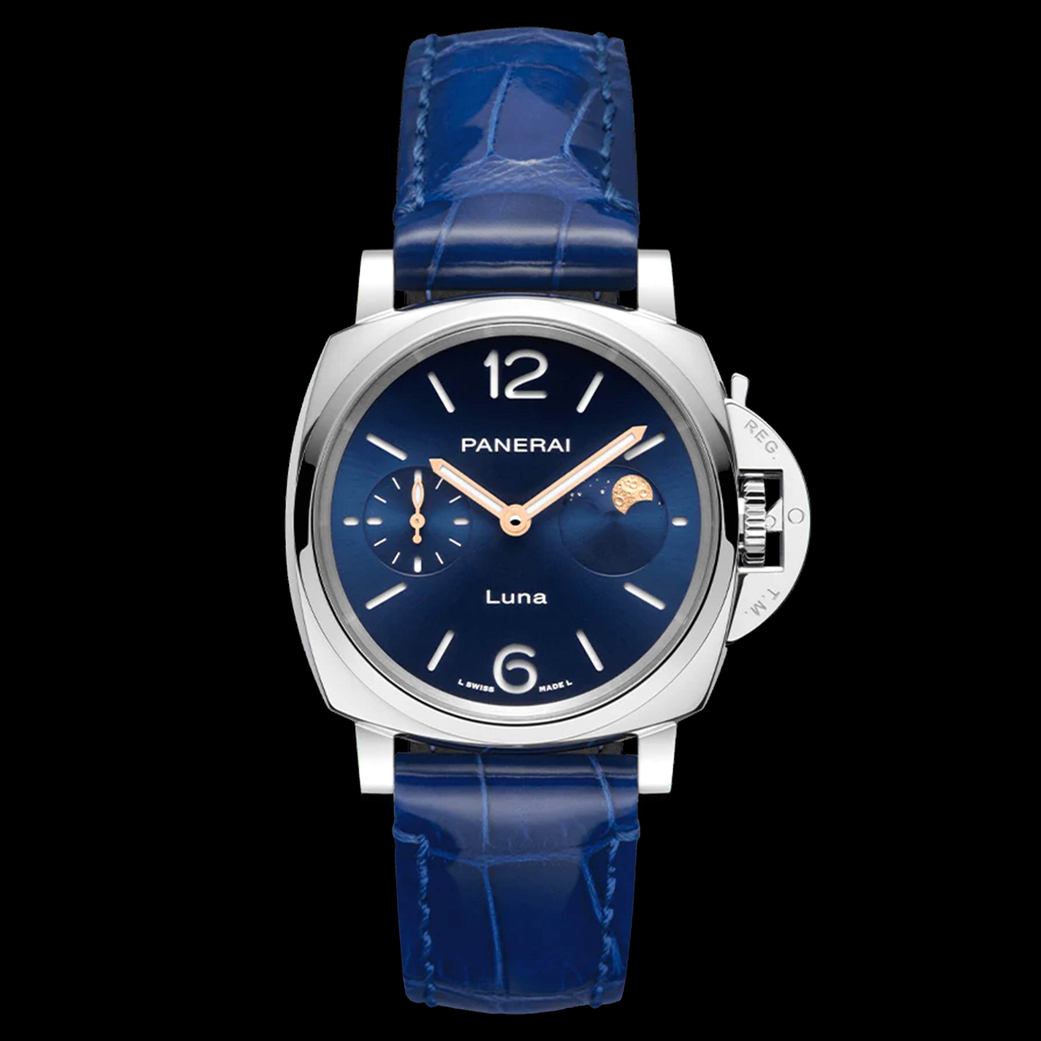 Panerai Luminor Due Luna Watch, 38mm Blue Dial, PAM01179