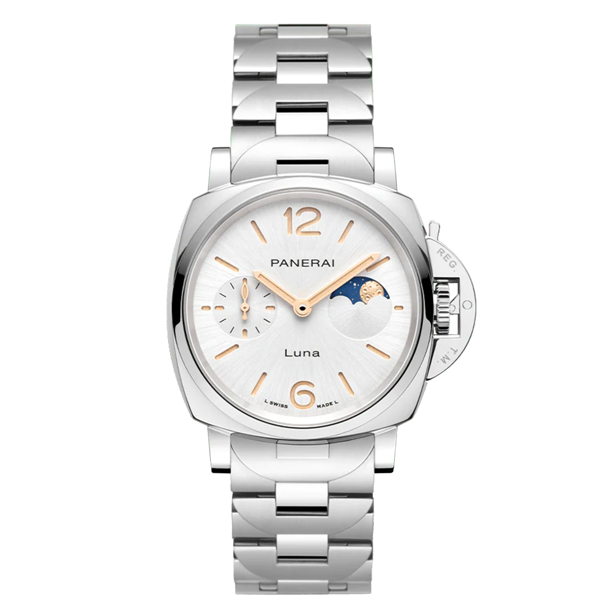 Panerai Luminor Due Luna Watch, 38mm White Dial, PAM01301