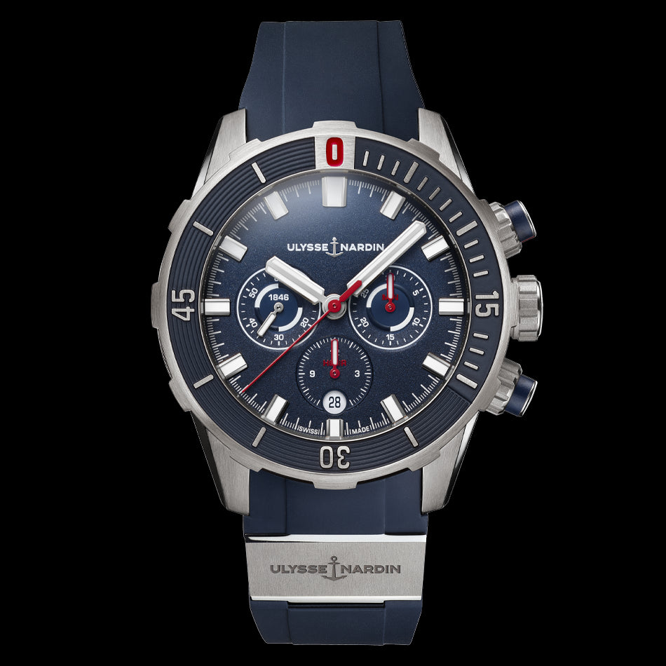 Ulysse Nardin Diver Chronograph Watch, 44mm Blue Dial, 1503-170-3/93