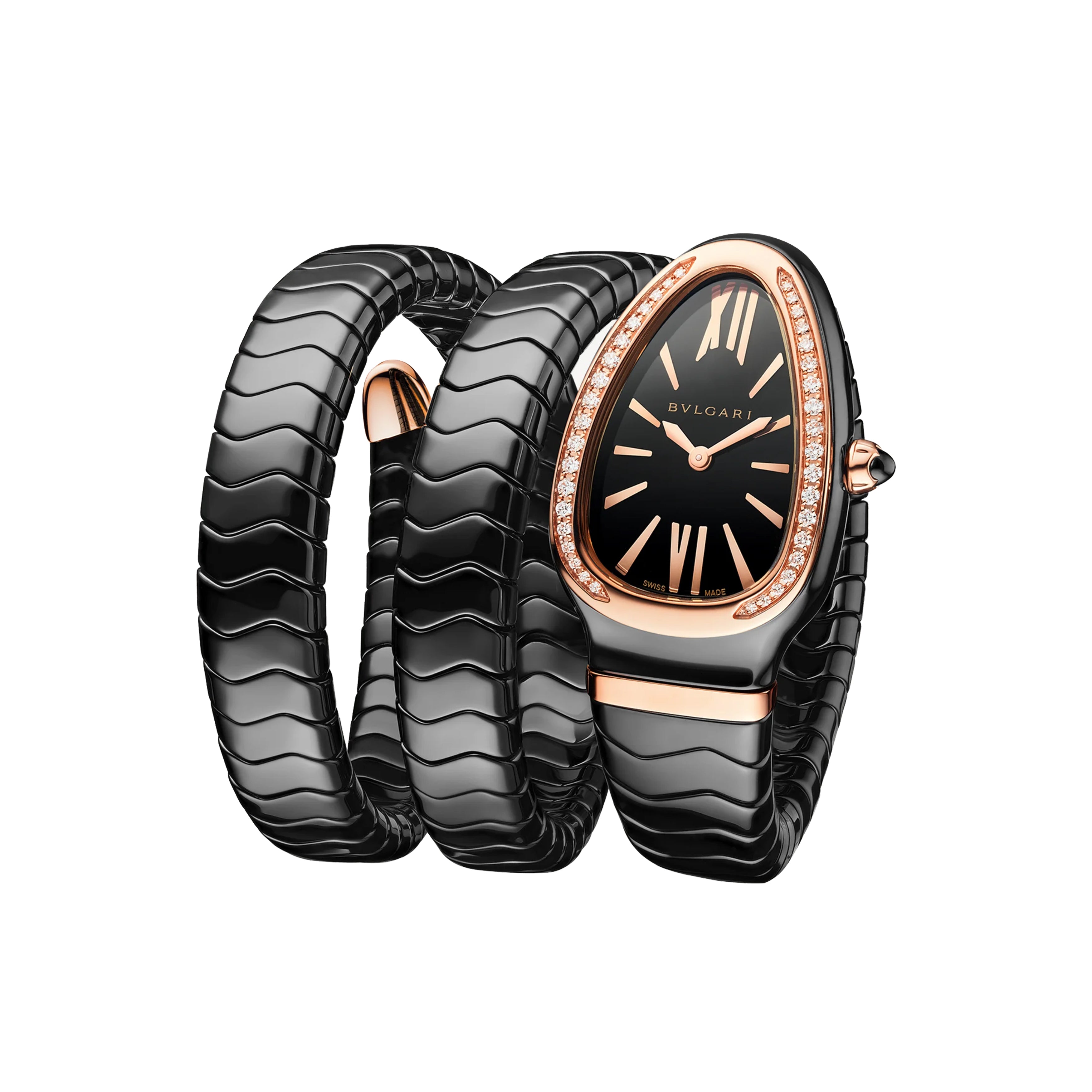 Bulgari Serpenti Spiga Watch, 35mm Black Dial, 102885
