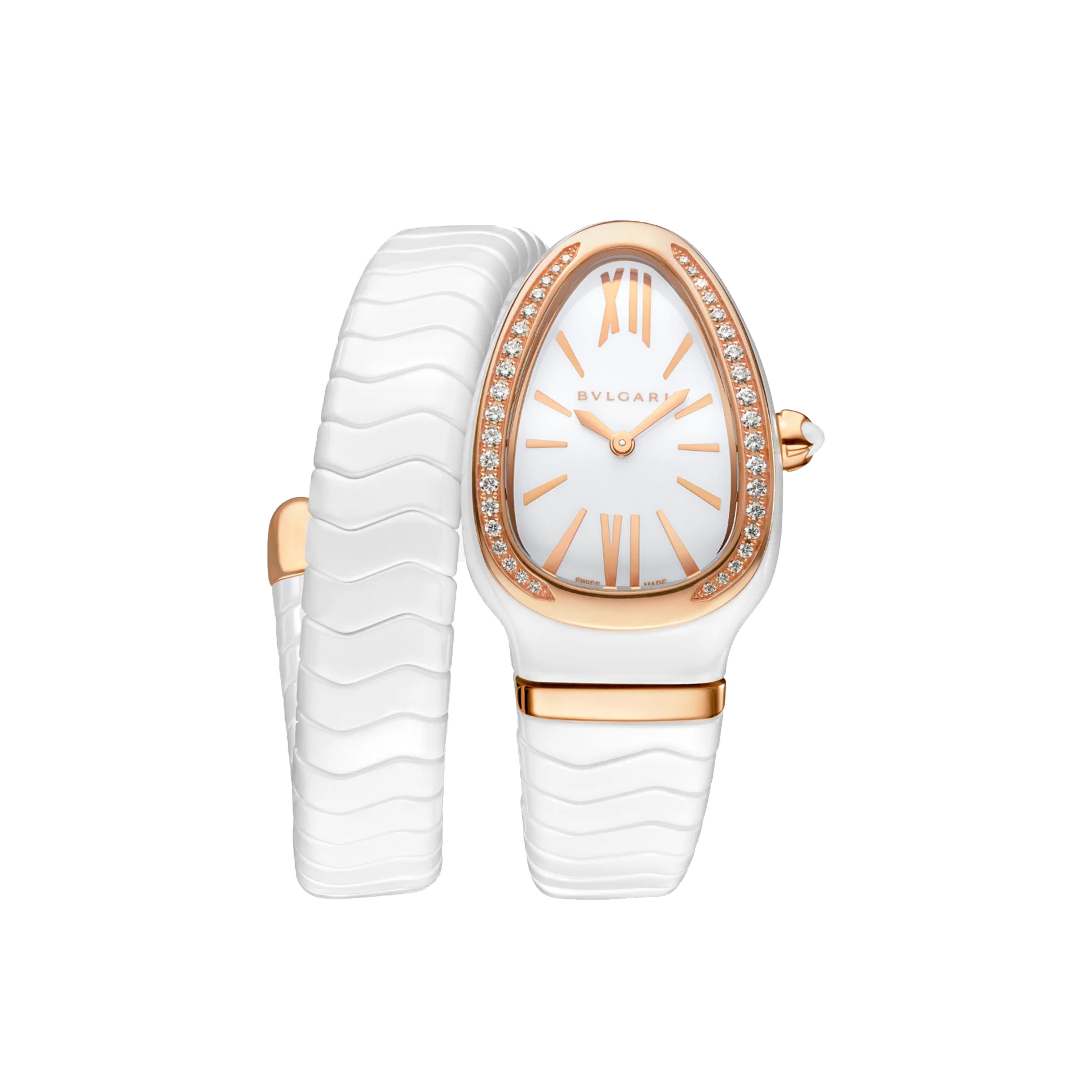 Bulgari Serpenti Spiga Watch, 35mm White Dial, 102613