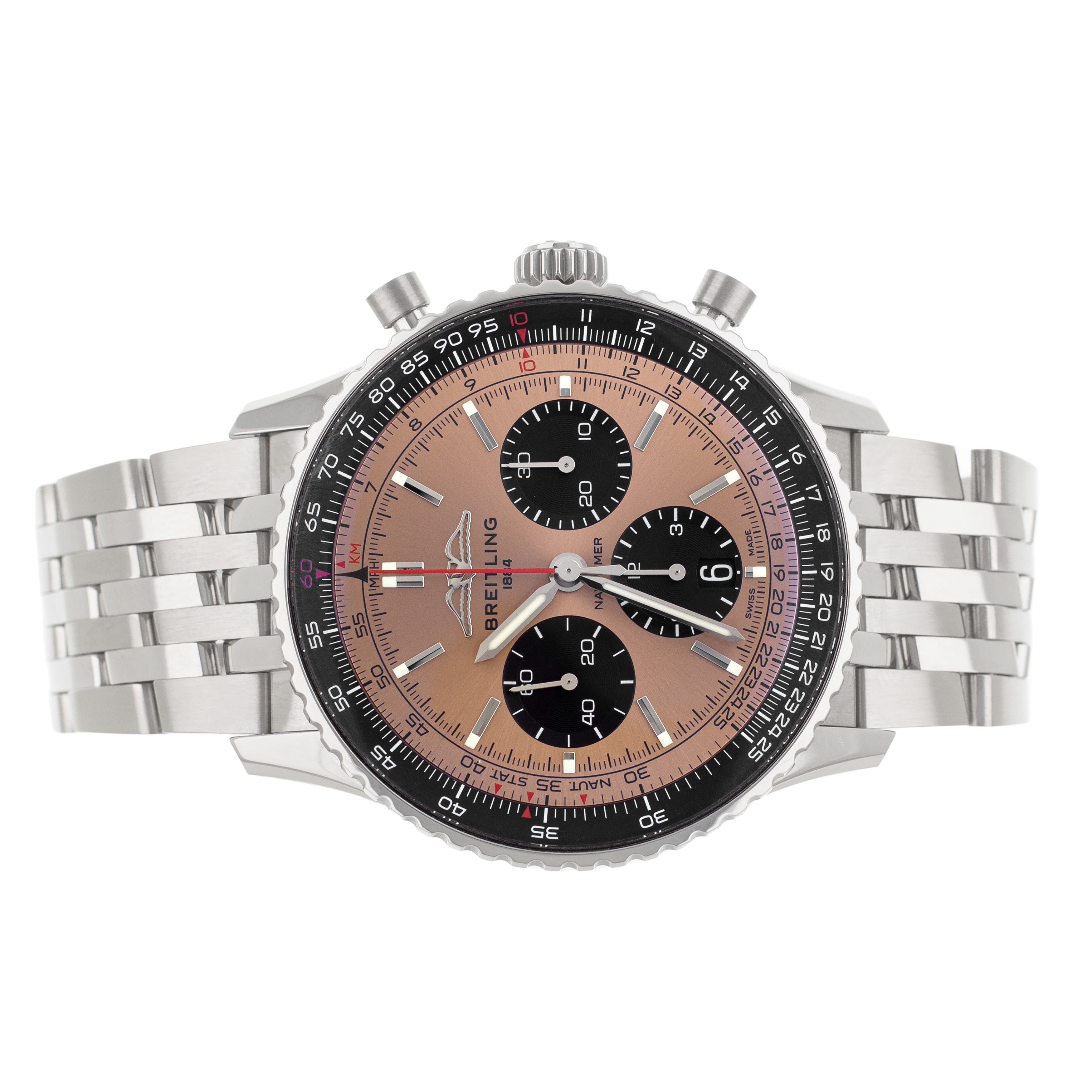 Breitling Navitimer B01 Chronograph Stainless Steel Salmon Dial 43mm AB0138 Full Set