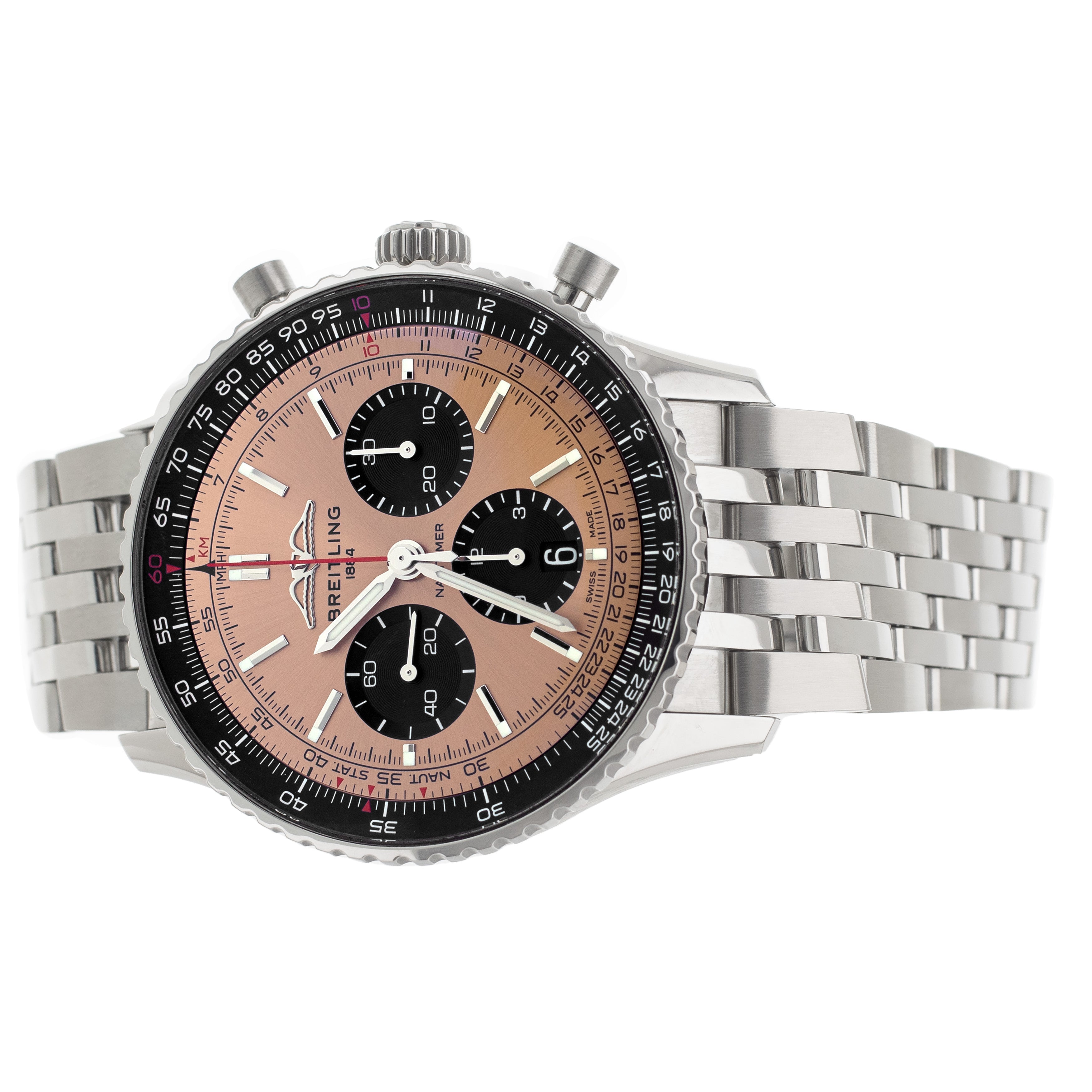 Breitling Navitimer B01 Chronograph Stainless Steel Salmon Dial 43mm AB0138 Full Set