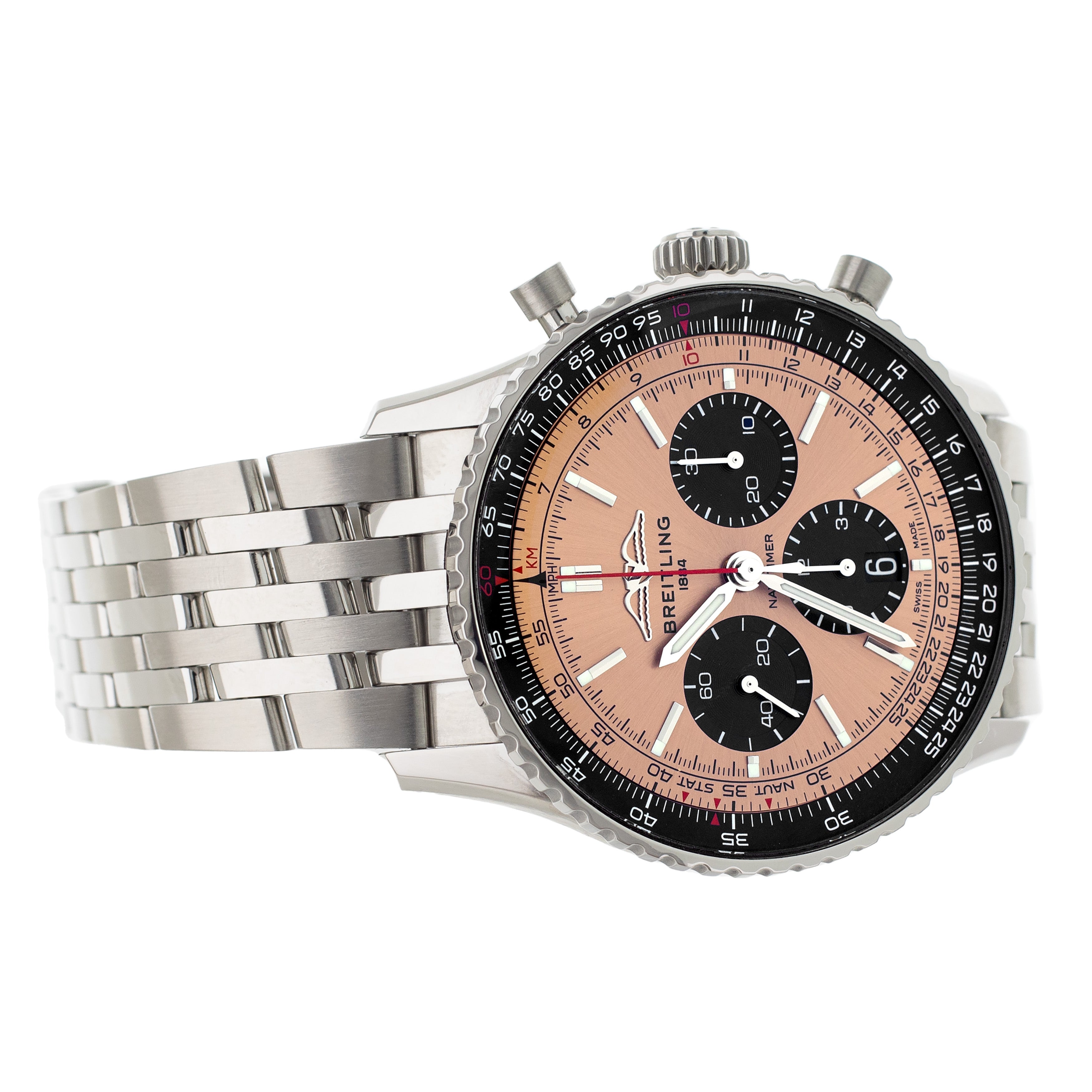 Breitling Navitimer B01 Chronograph Stainless Steel Salmon Dial 43mm AB0138 Full Set