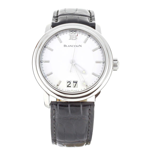 BLANCPAIN LEMAN GRANDE DATE WHITE DIAL Black Strap 40MM REF: 2850-1127-53b