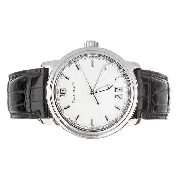 BLANCPAIN LEMAN GRANDE DATE WHITE DIAL Black Strap 40MM REF: 2850-1127-53b