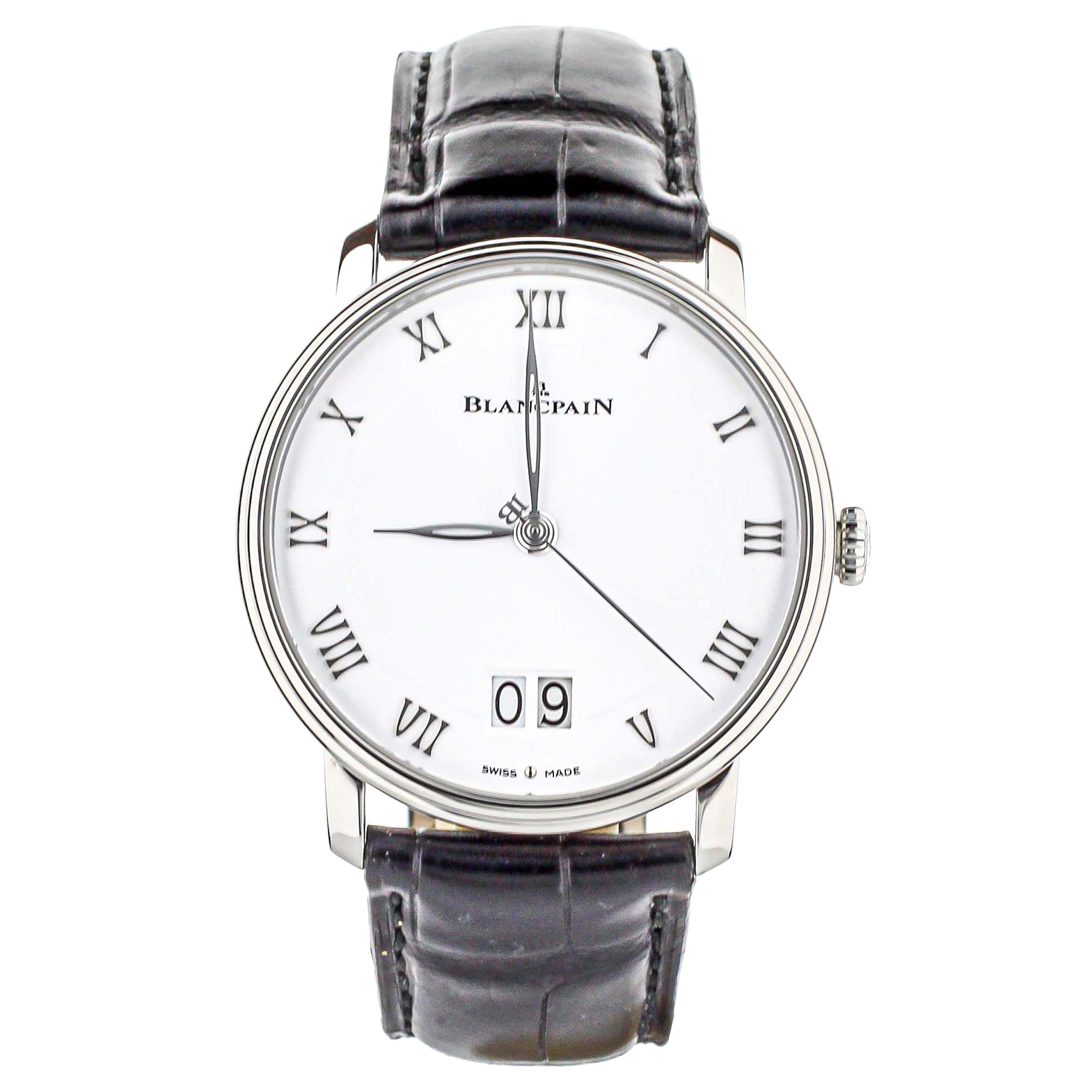 BLANCPAIN VILLERET GRANDE DATE WHITE DIAL Black Strap 40MM REF 6669 1