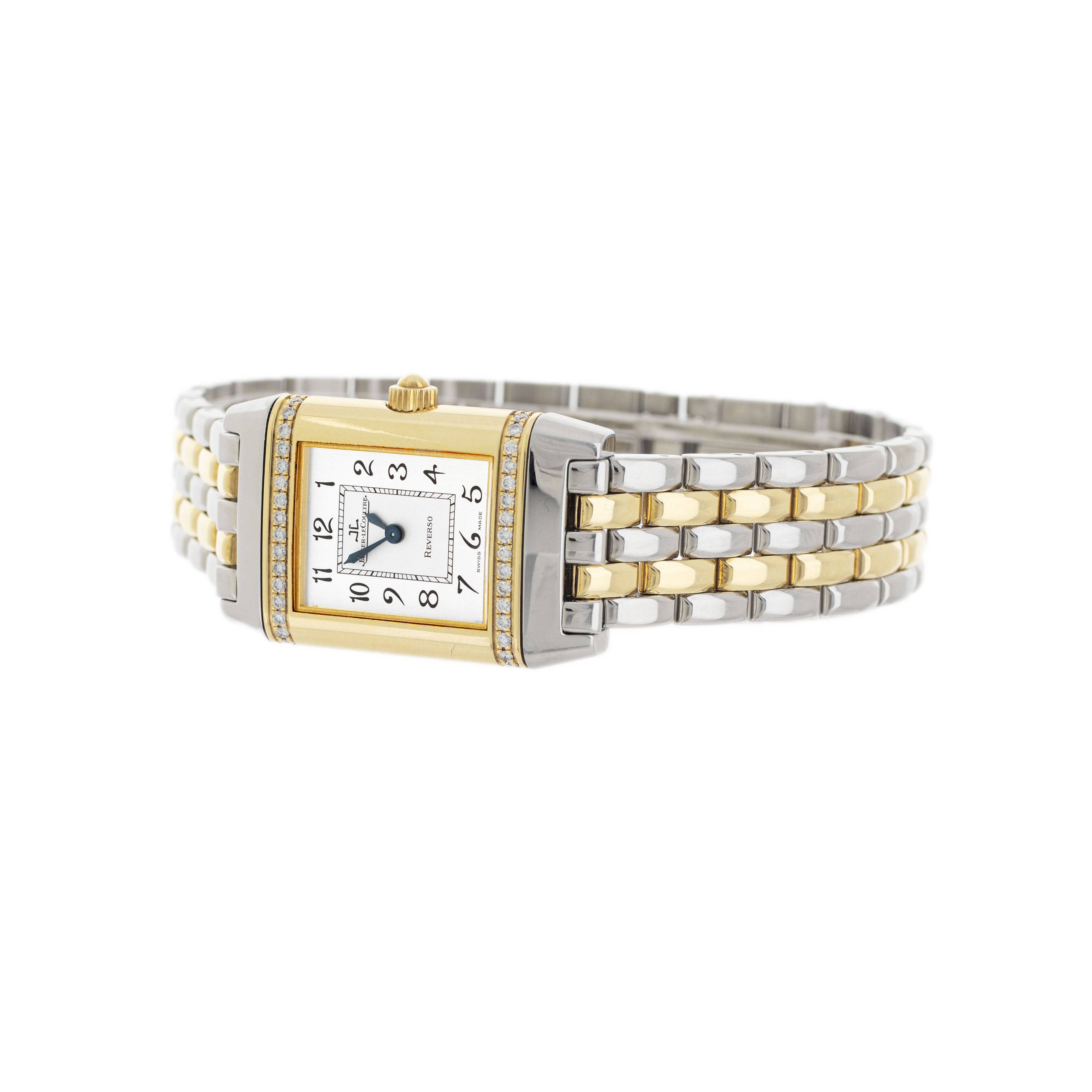 Jaeger-LeCoultre Reverso Florale Yellow Gold & Steel White Dial 21x33mm 265.5.08