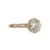 18K Rose Gold Brilliant Round Diamond Hand Engraved Engagement Ring