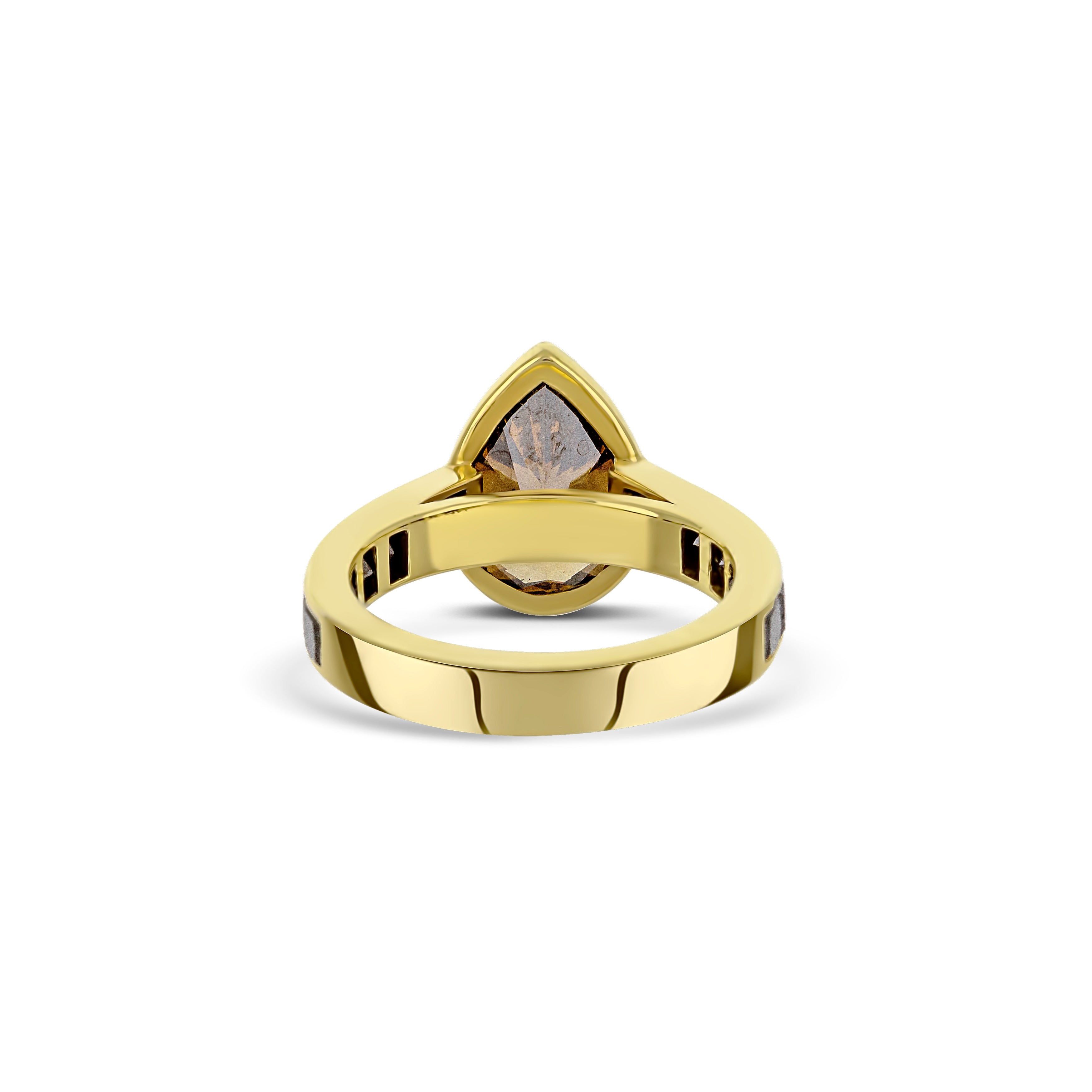 18k Yellow Gold Cognac Pear Diamond Ring