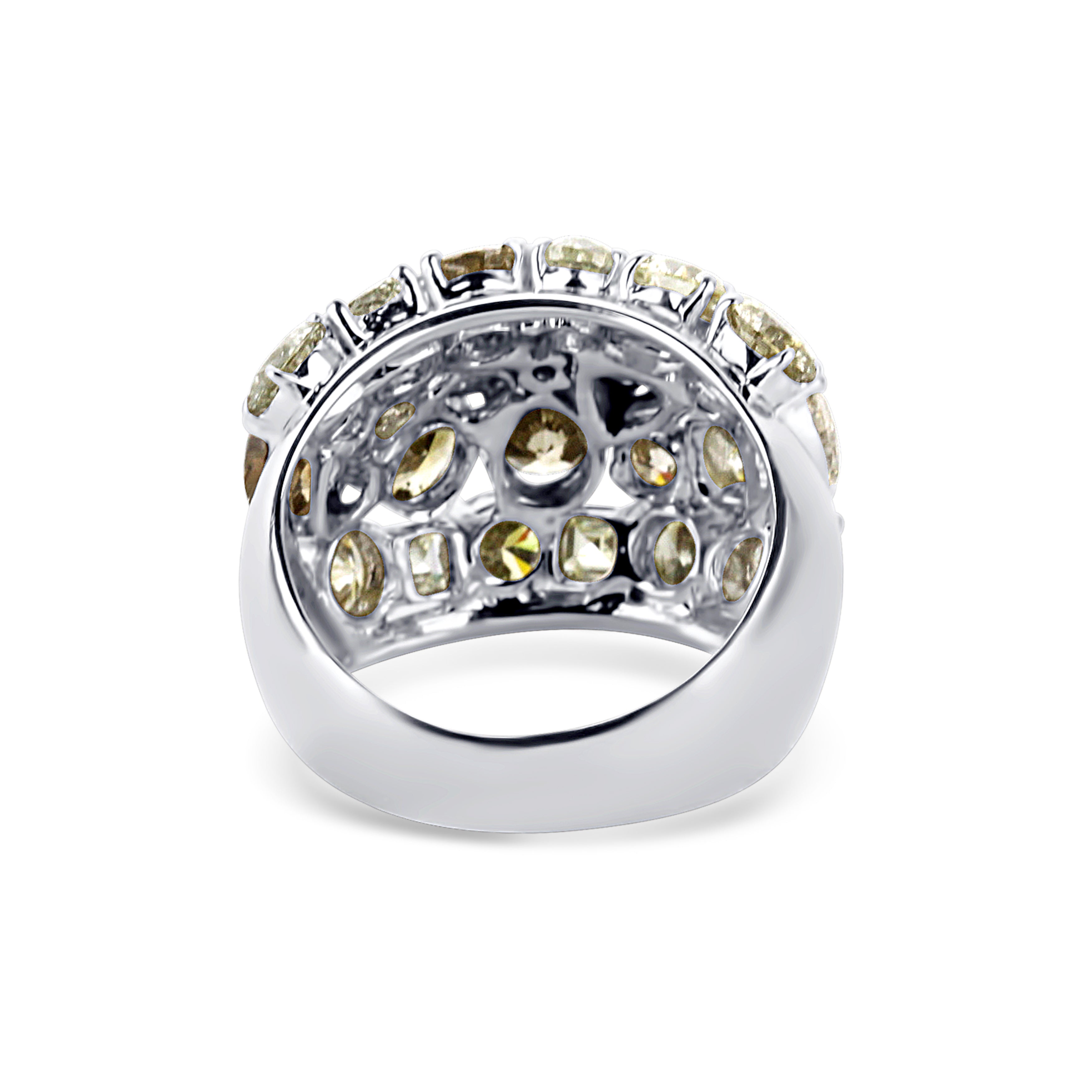 18K White Gold Multi-Shape Diamond Dome Ring