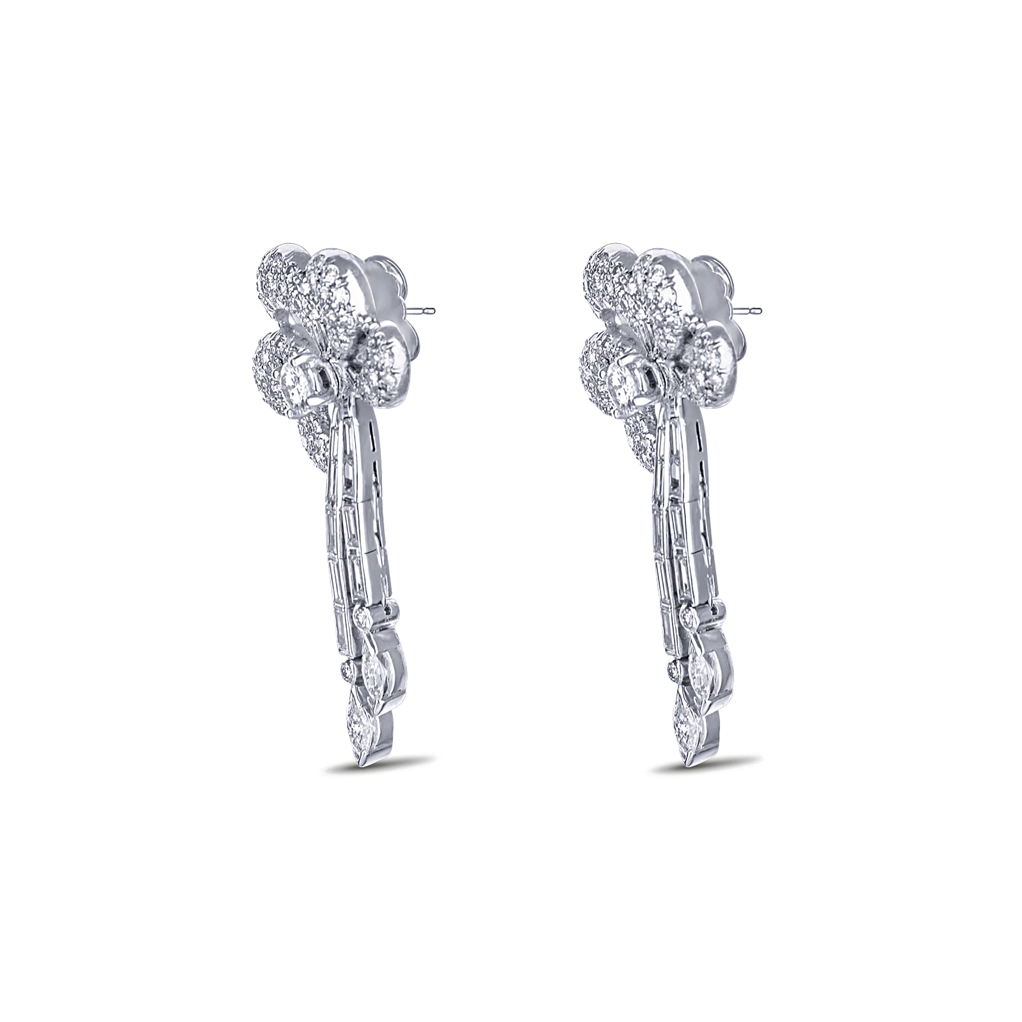 Platinum Mid-Century Diamond Pinwheel Earrings