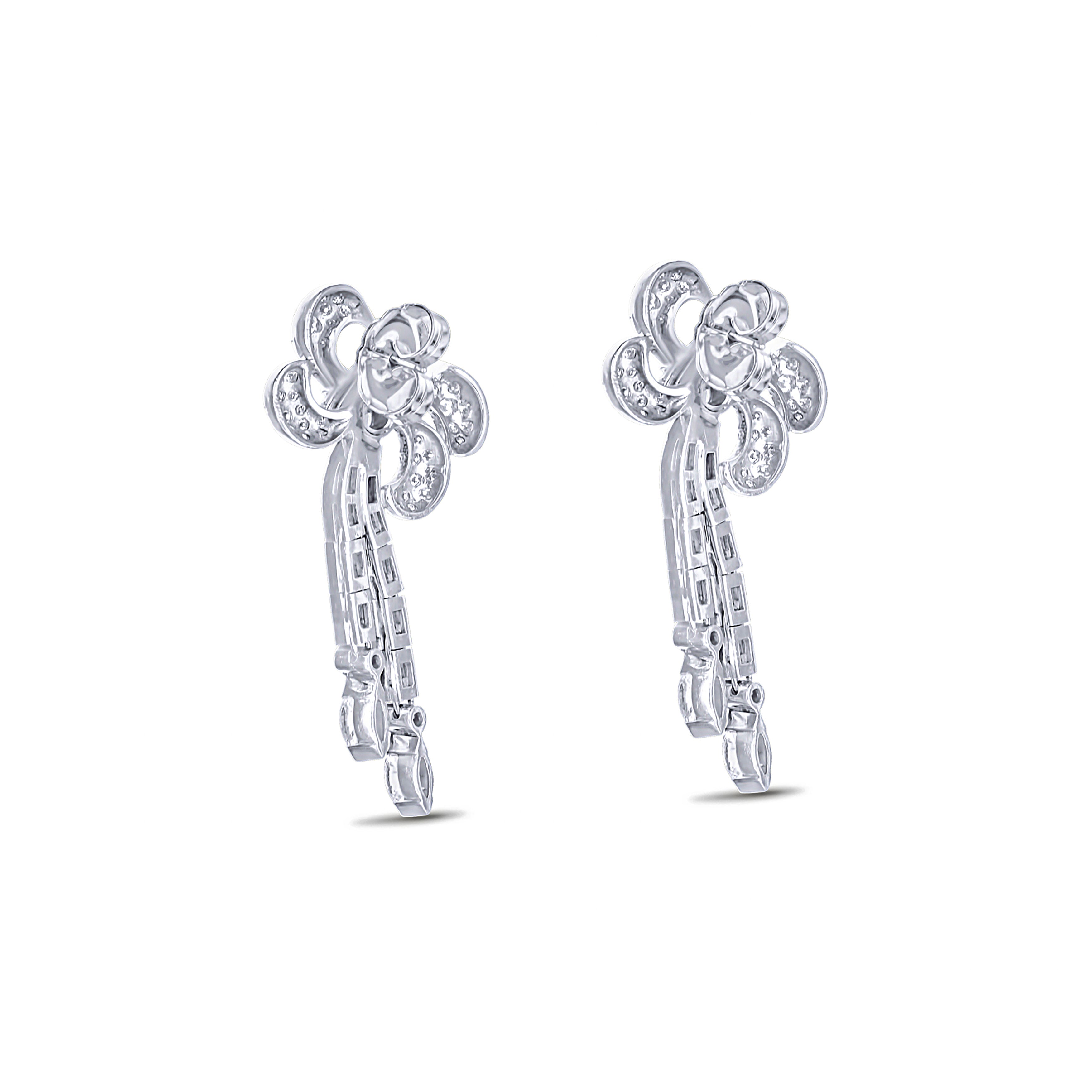 Platinum Mid-Century Diamond Pinwheel Earrings