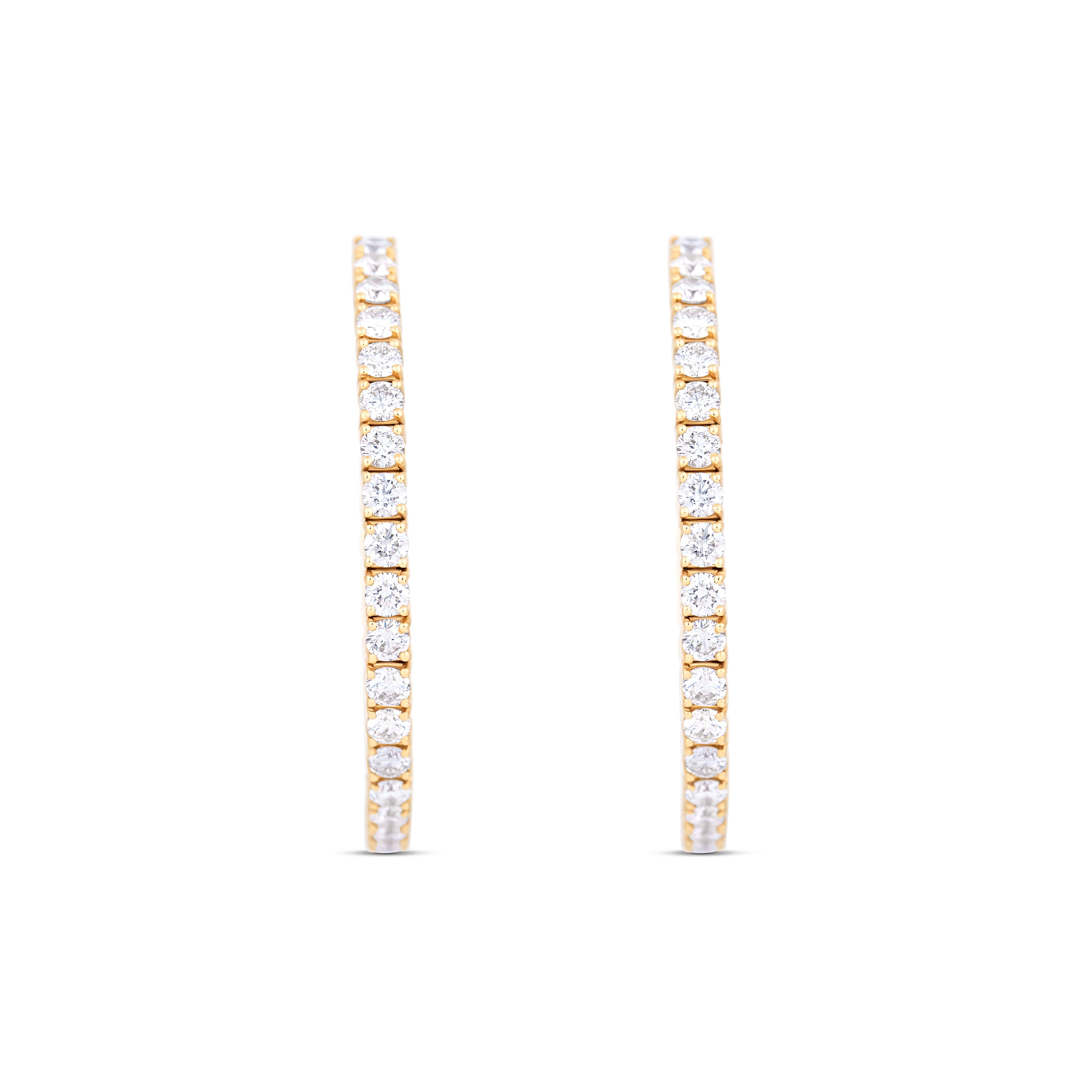 14K Yellow Gold Diamond Hoops