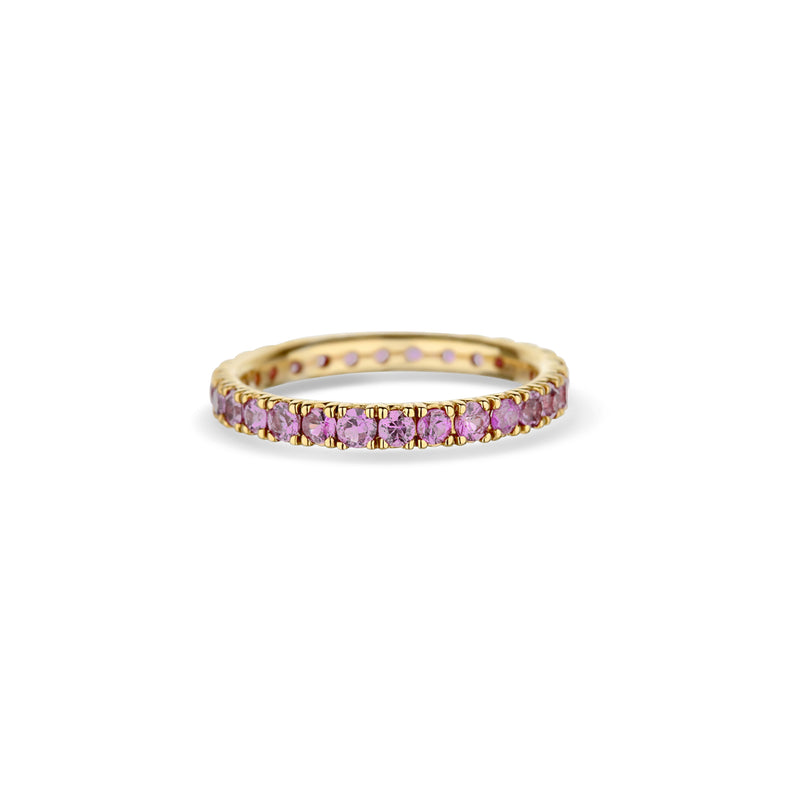 18K Rose Gold Round Pink Sapphire Eternity Band