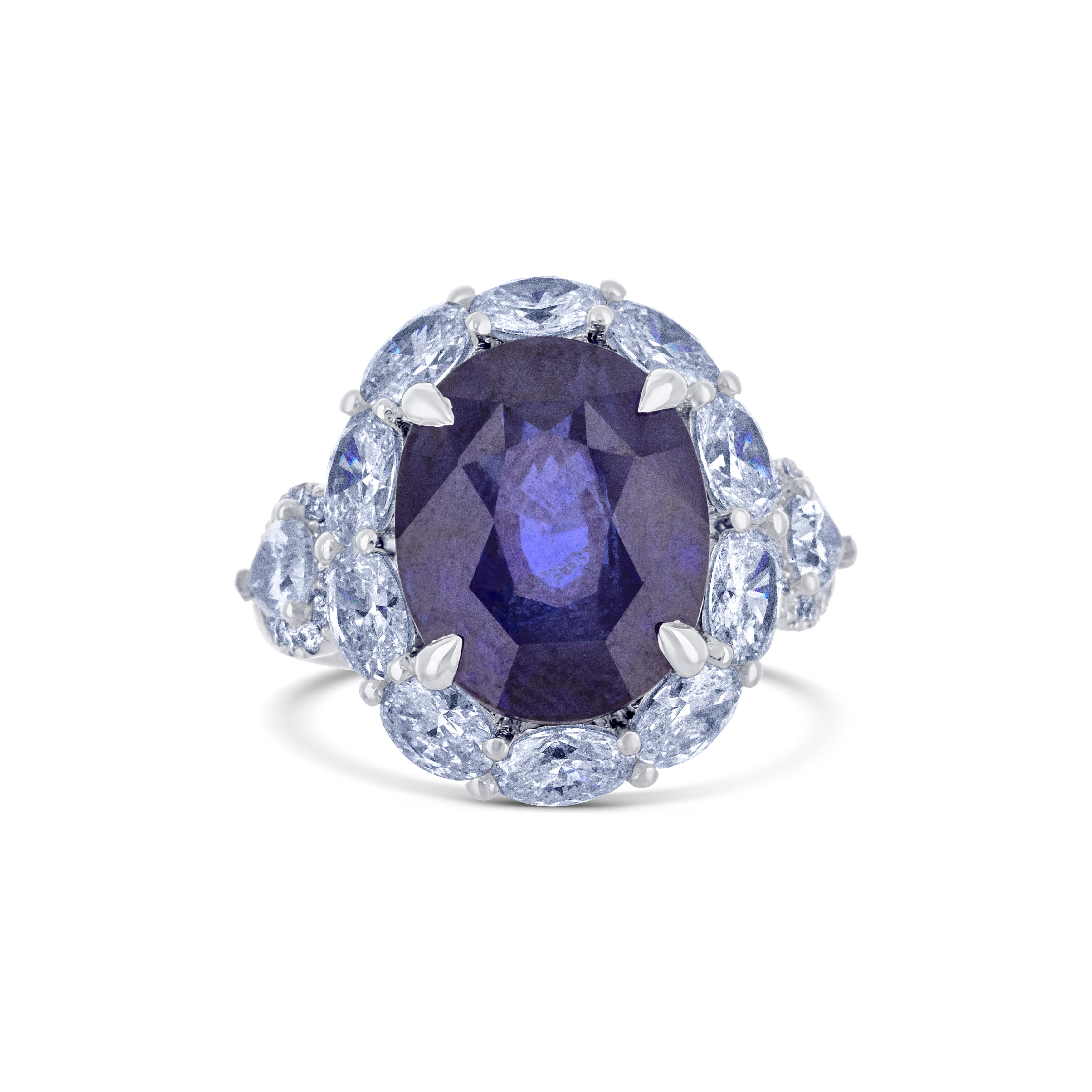 Platium Sapphire and Diamond Halo Ring