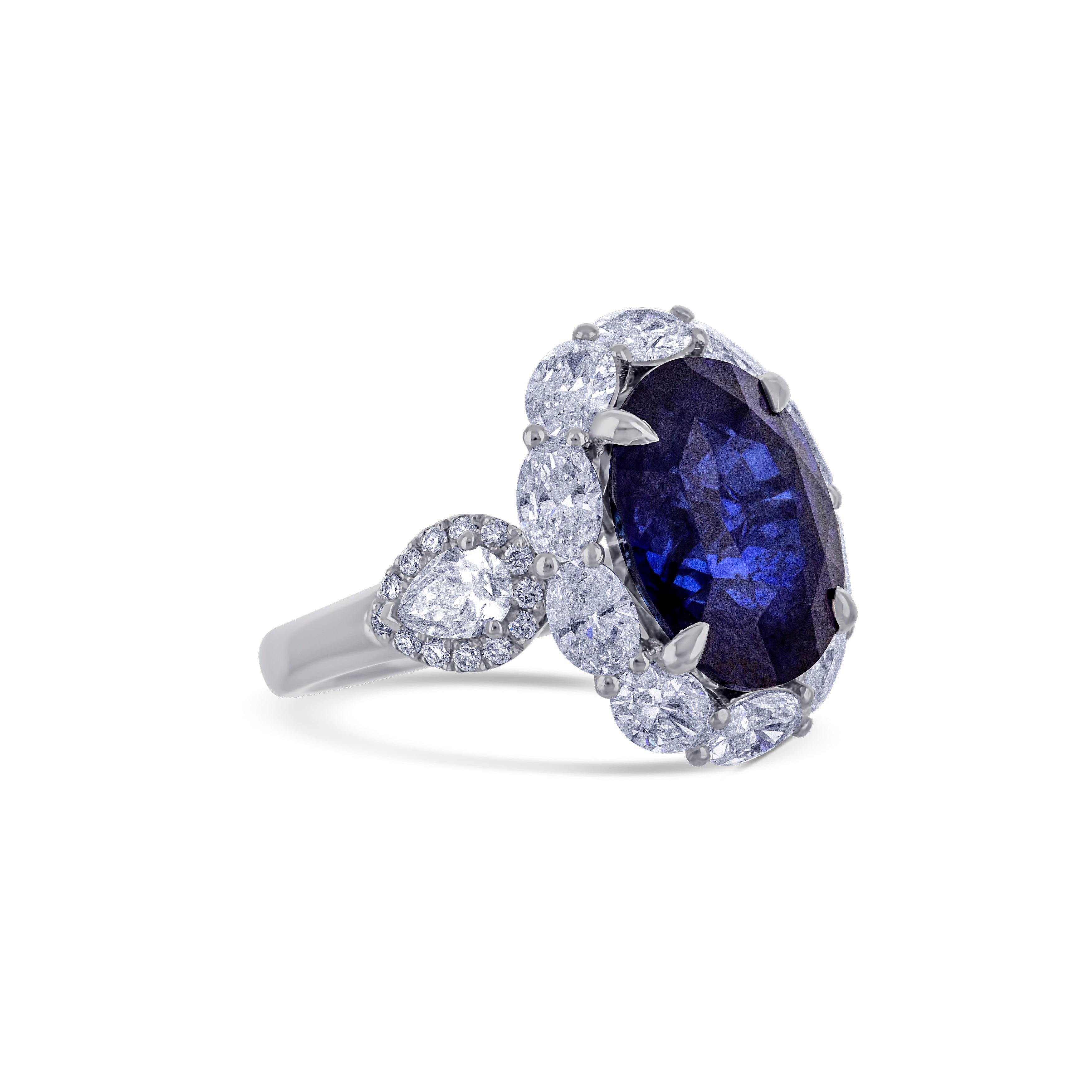 Platium Sapphire and Diamond Halo Ring