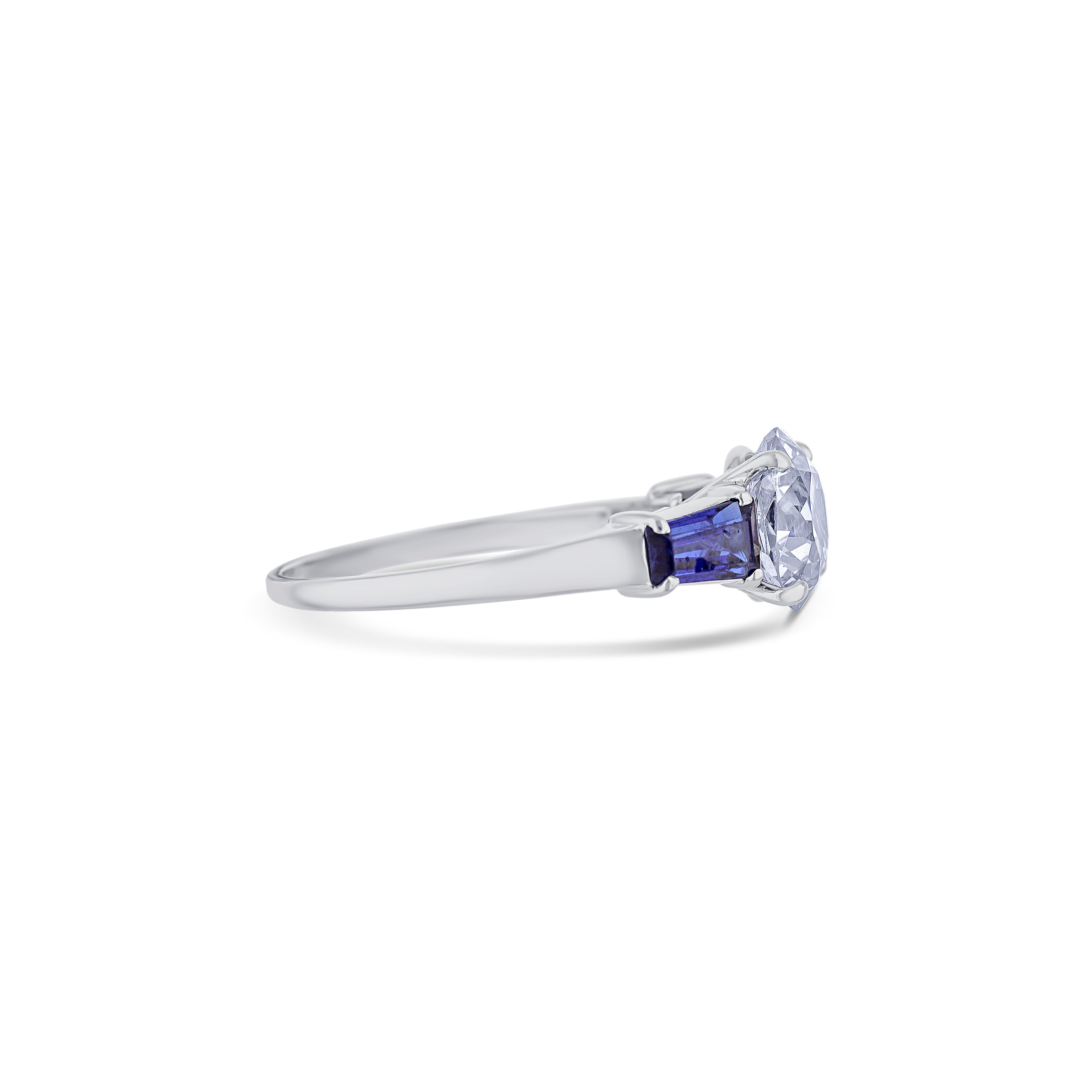 Old Mine Cut Diamond Ring with Sapphires