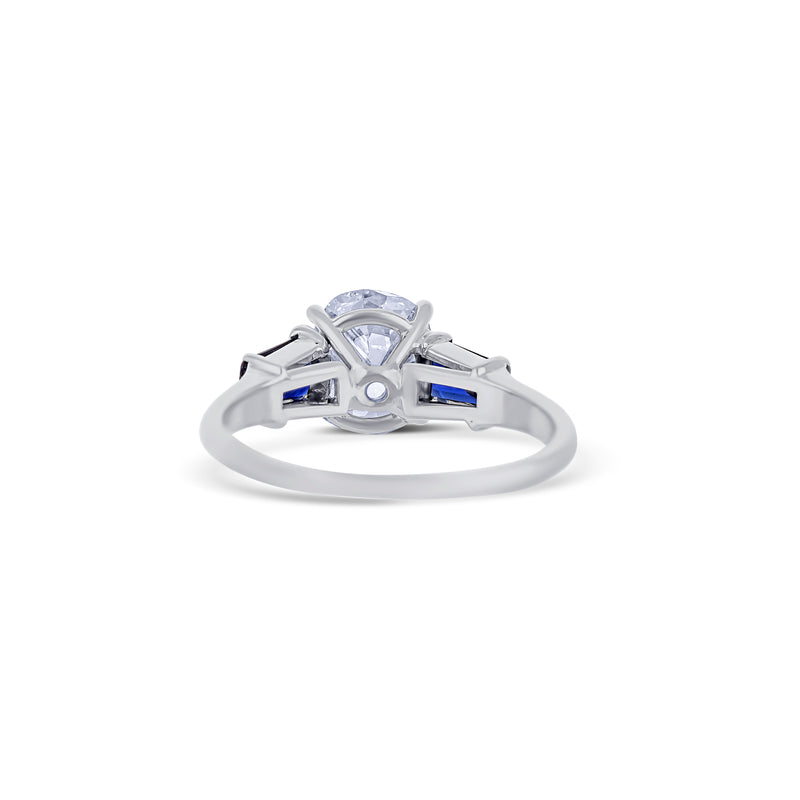 Old Mine Cut Diamond Ring with Sapphires