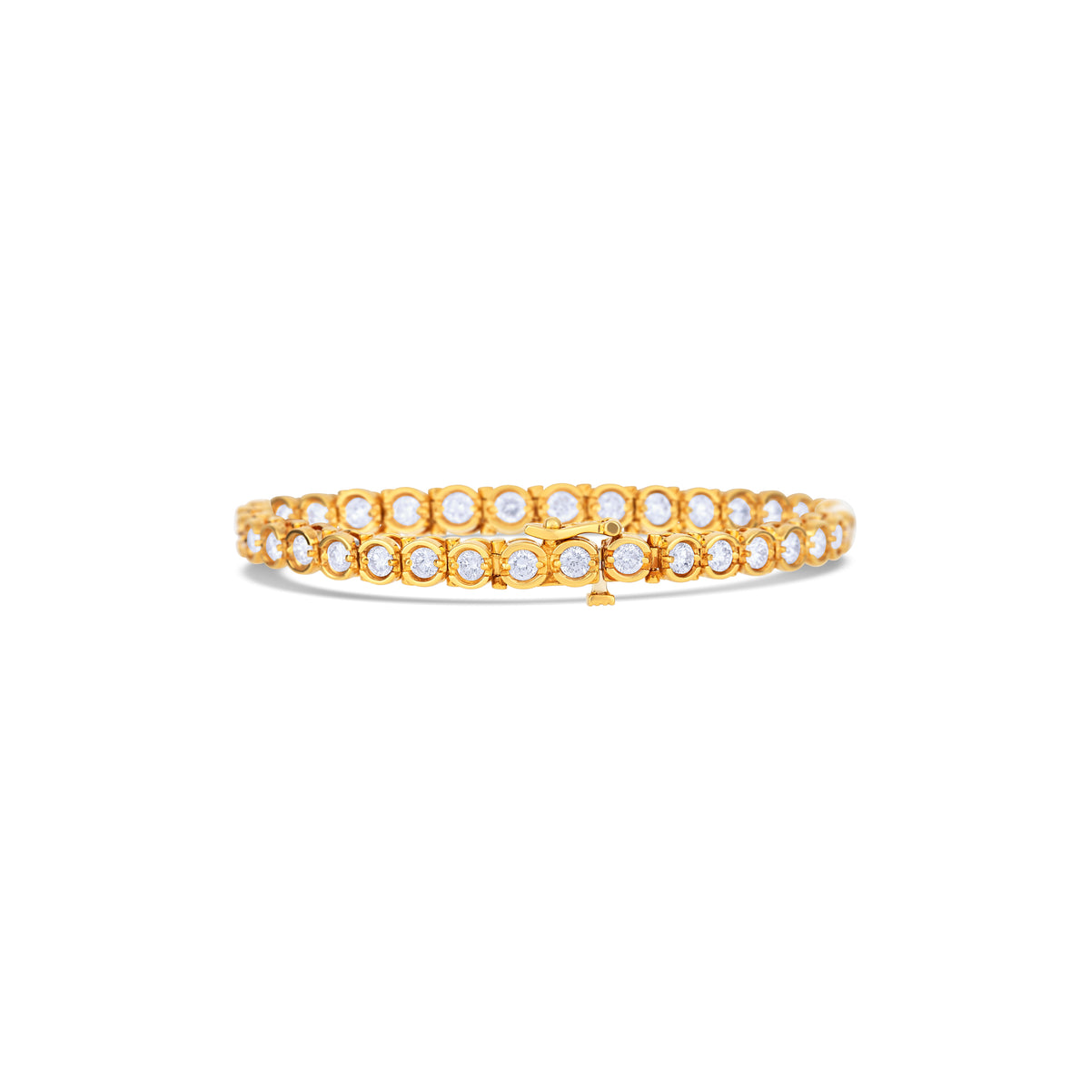 18K Yellow Gold 1/2 Bezel Tennis Bracelet