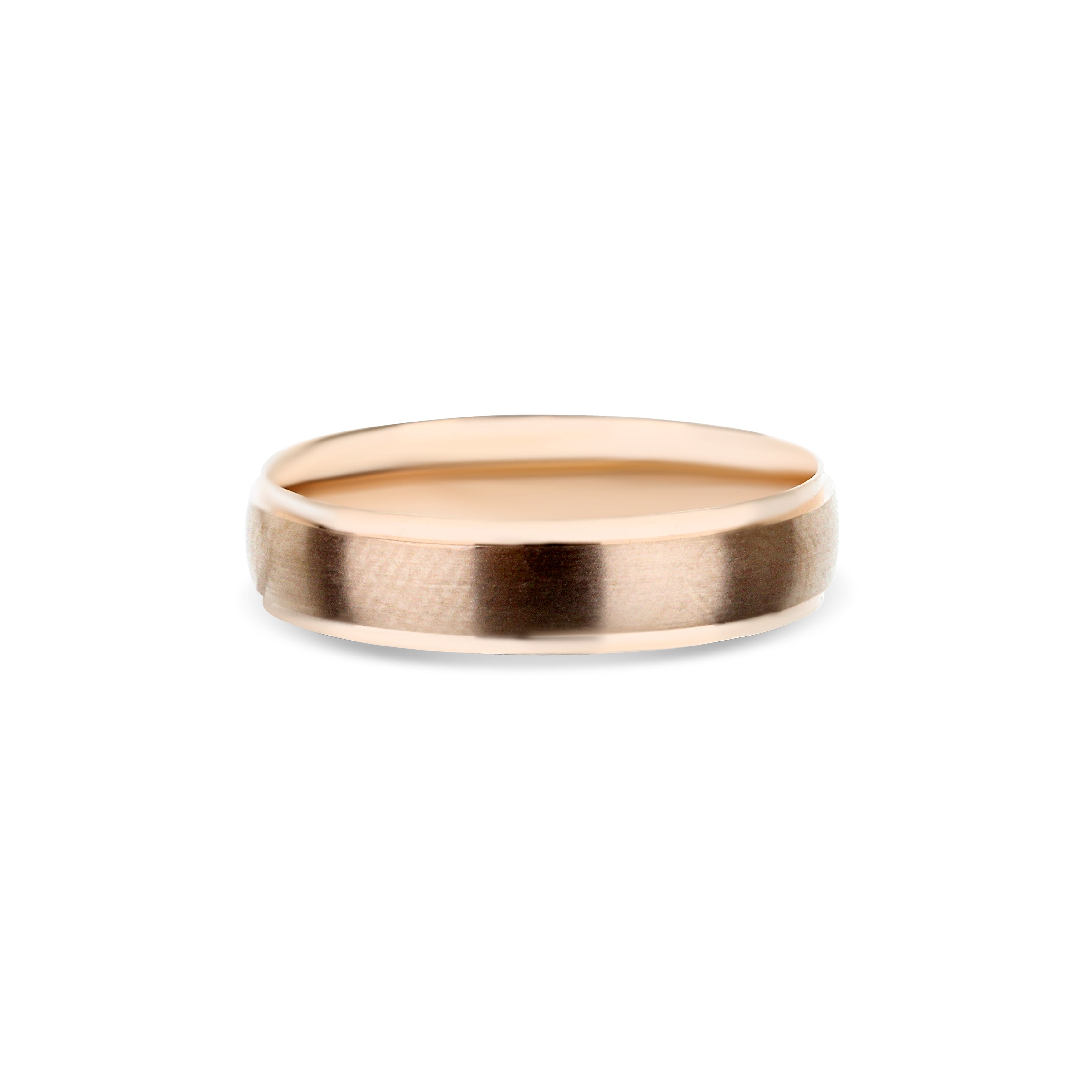 14K Rose Gold Brushed Center Step Edge Wedding Band