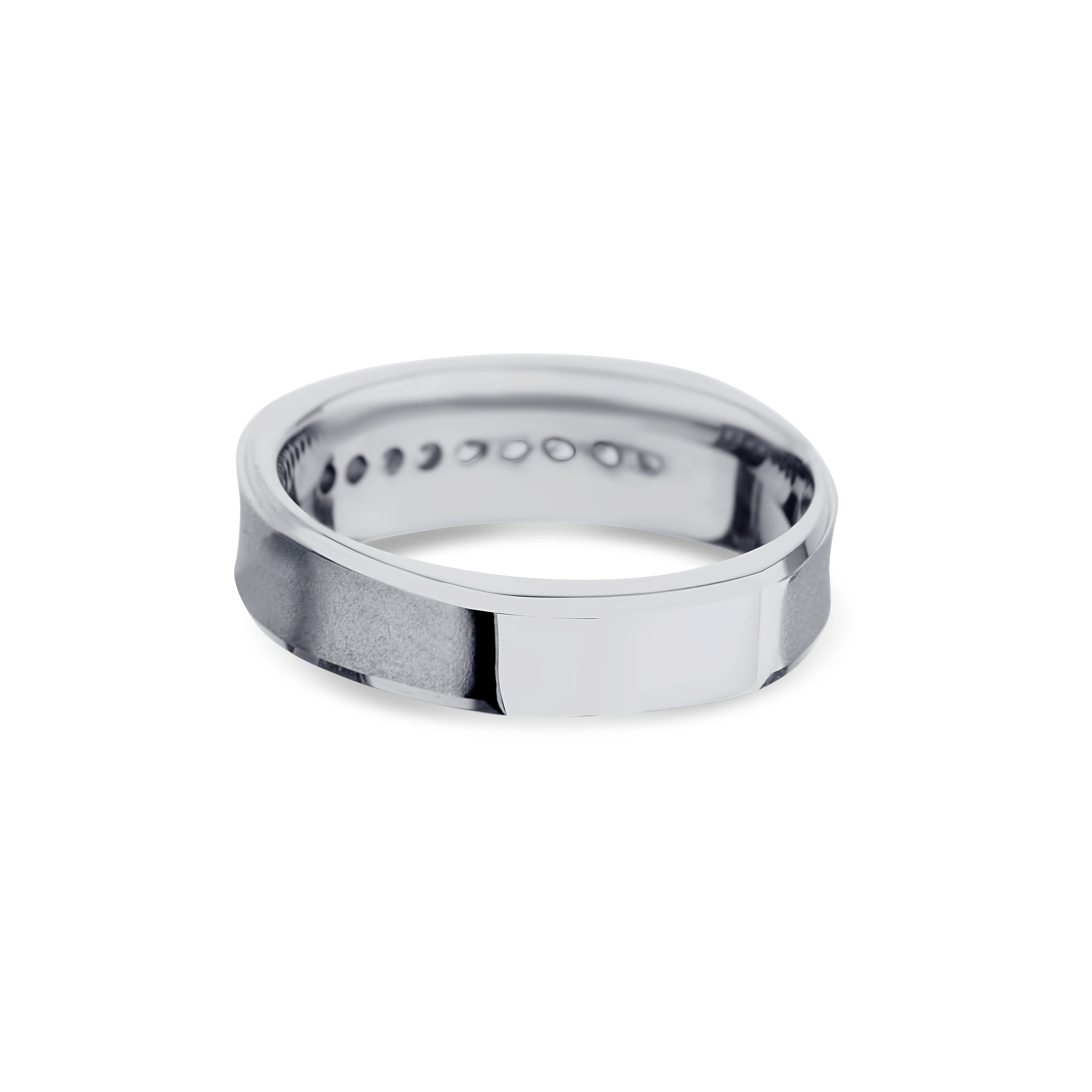 14K White Gold Brushed Center Wedding Band