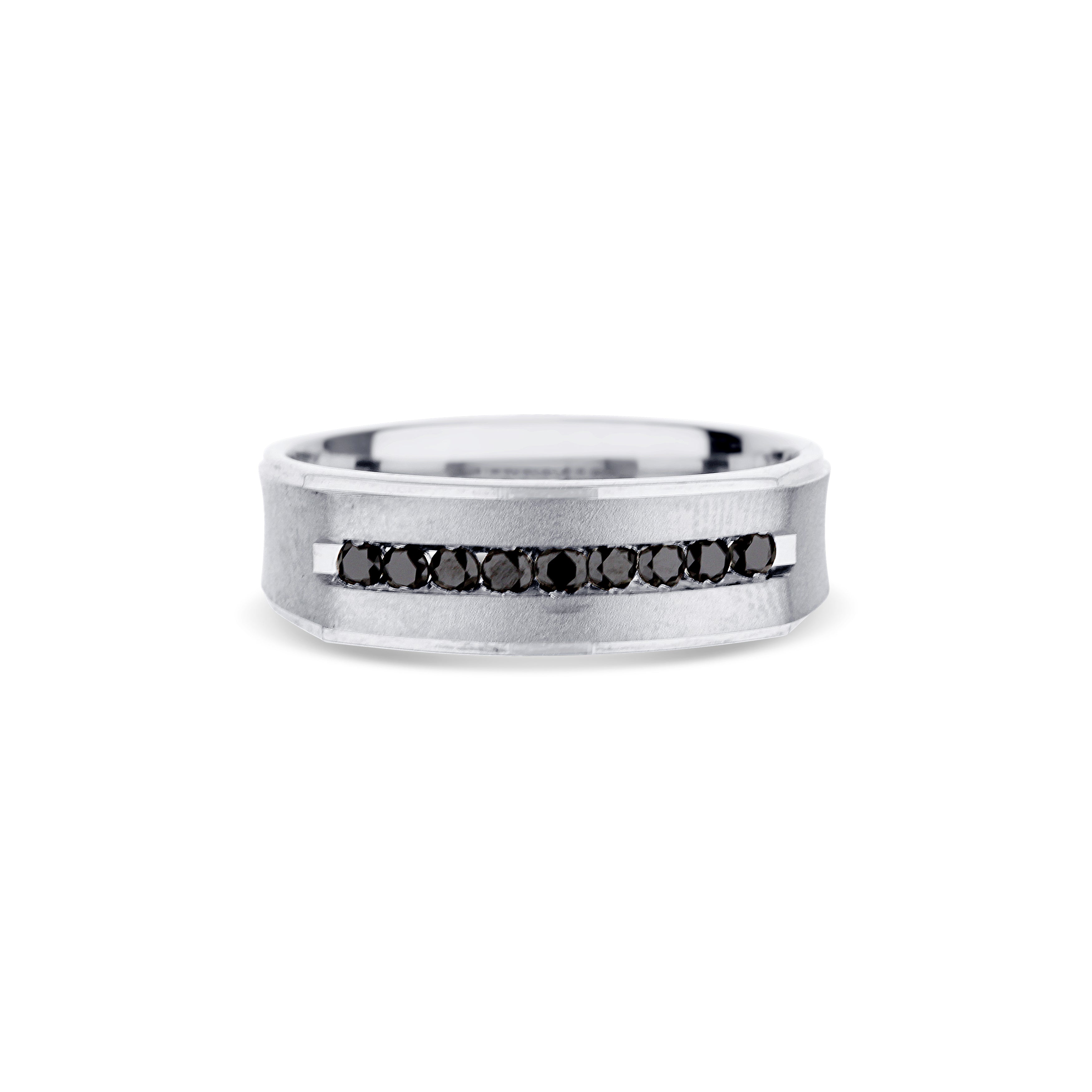 14K White Gold Brushed Center Wedding Band