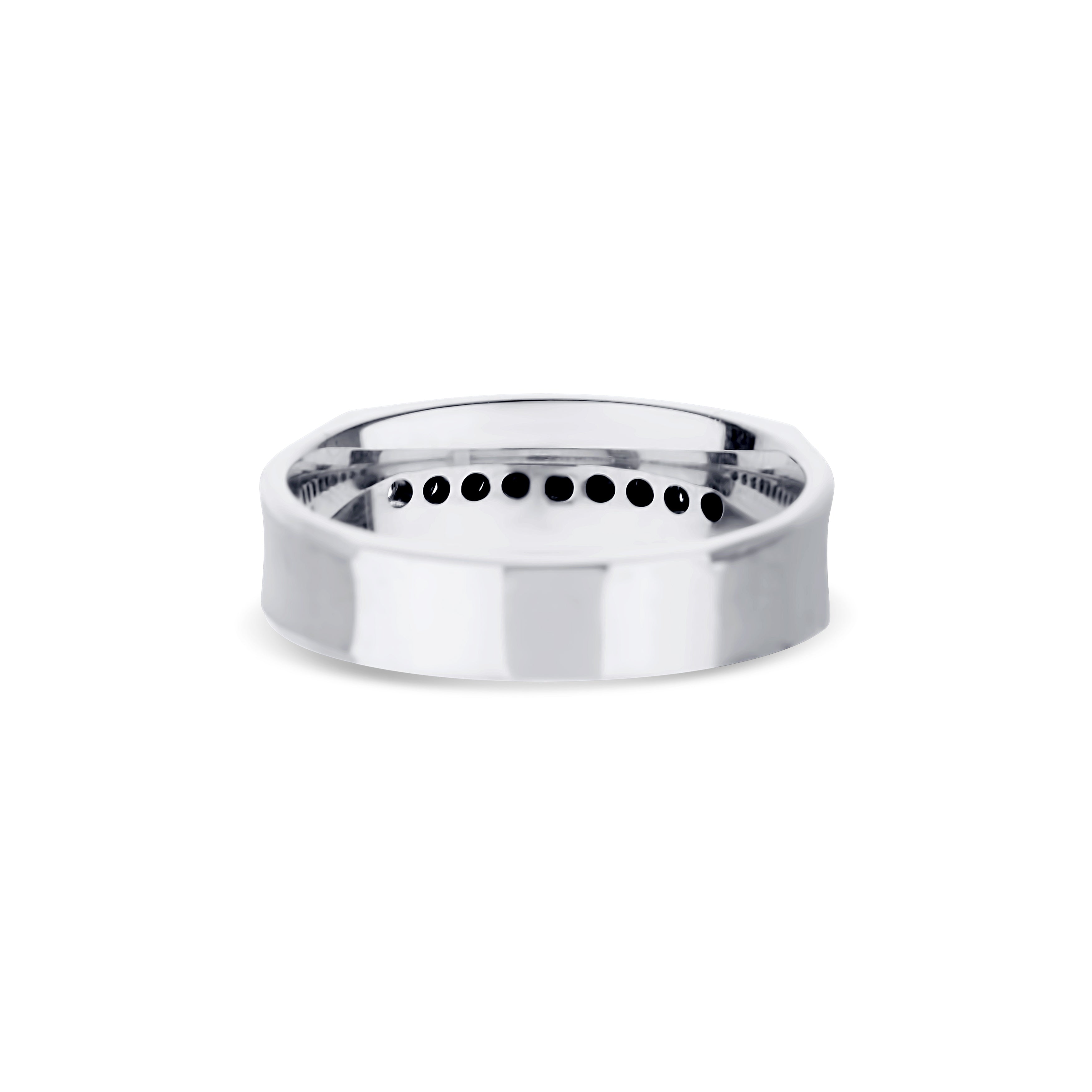 14K White Gold Brushed Center Wedding Band