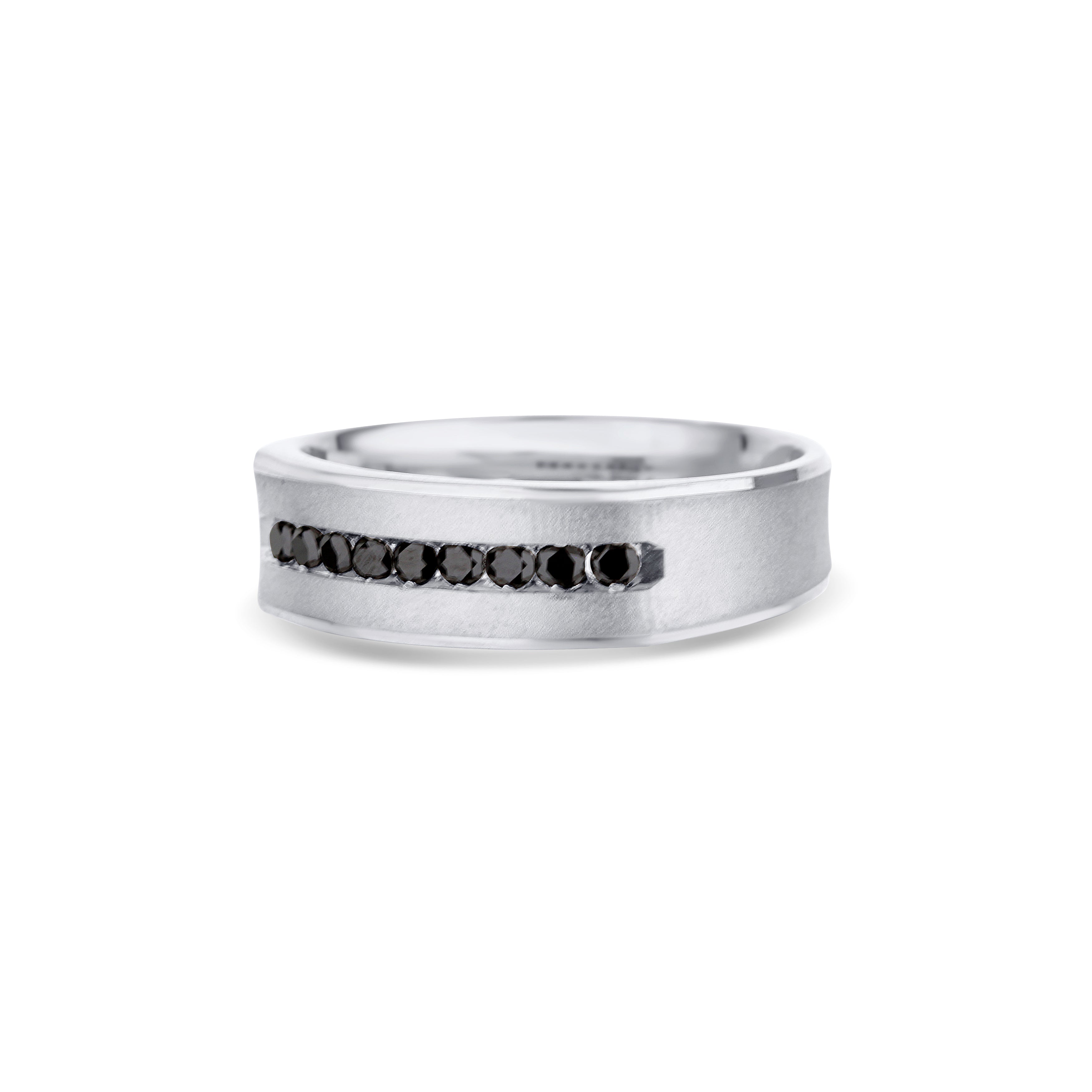 14K White Gold Brushed Center Wedding Band