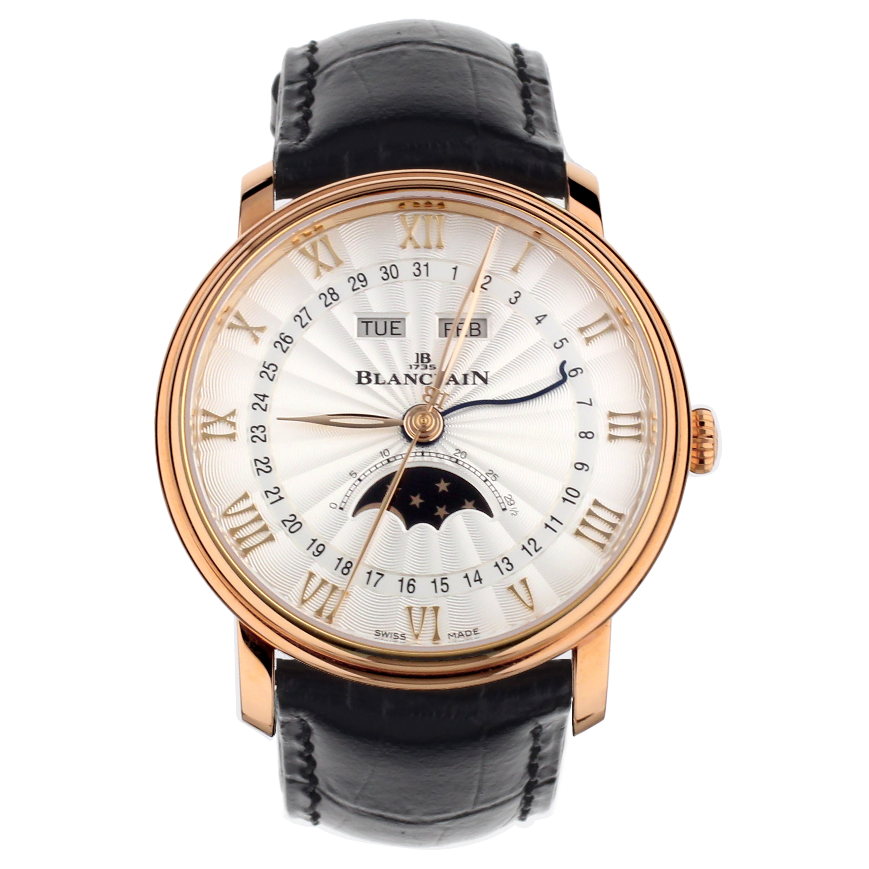 Blancpain Villeret Quantieme Complet Rose Gold White Dial 40mm 6664 Fu