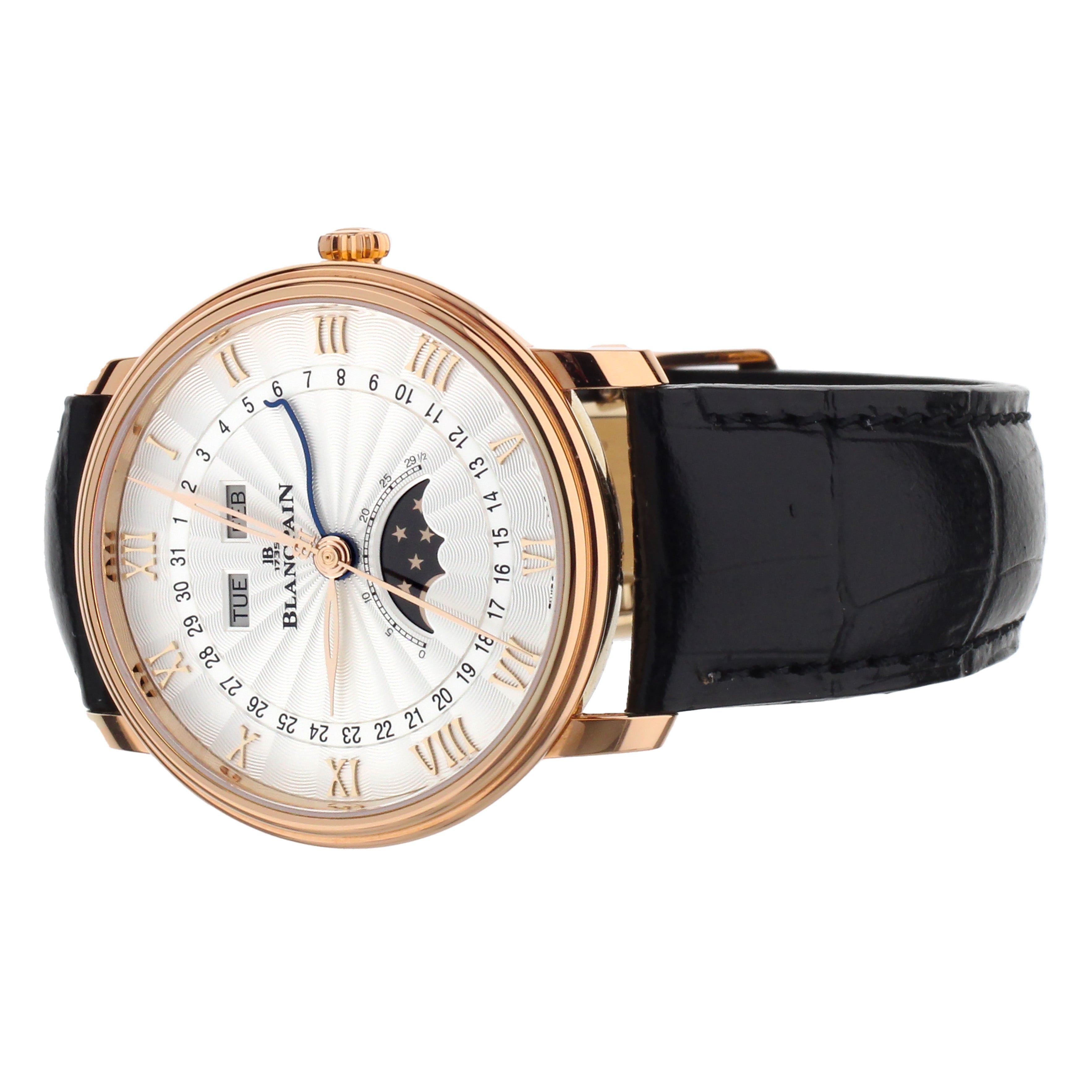 Blancpain Villeret Quantieme Complet Rose Gold White Dial 40mm 6664 Fu