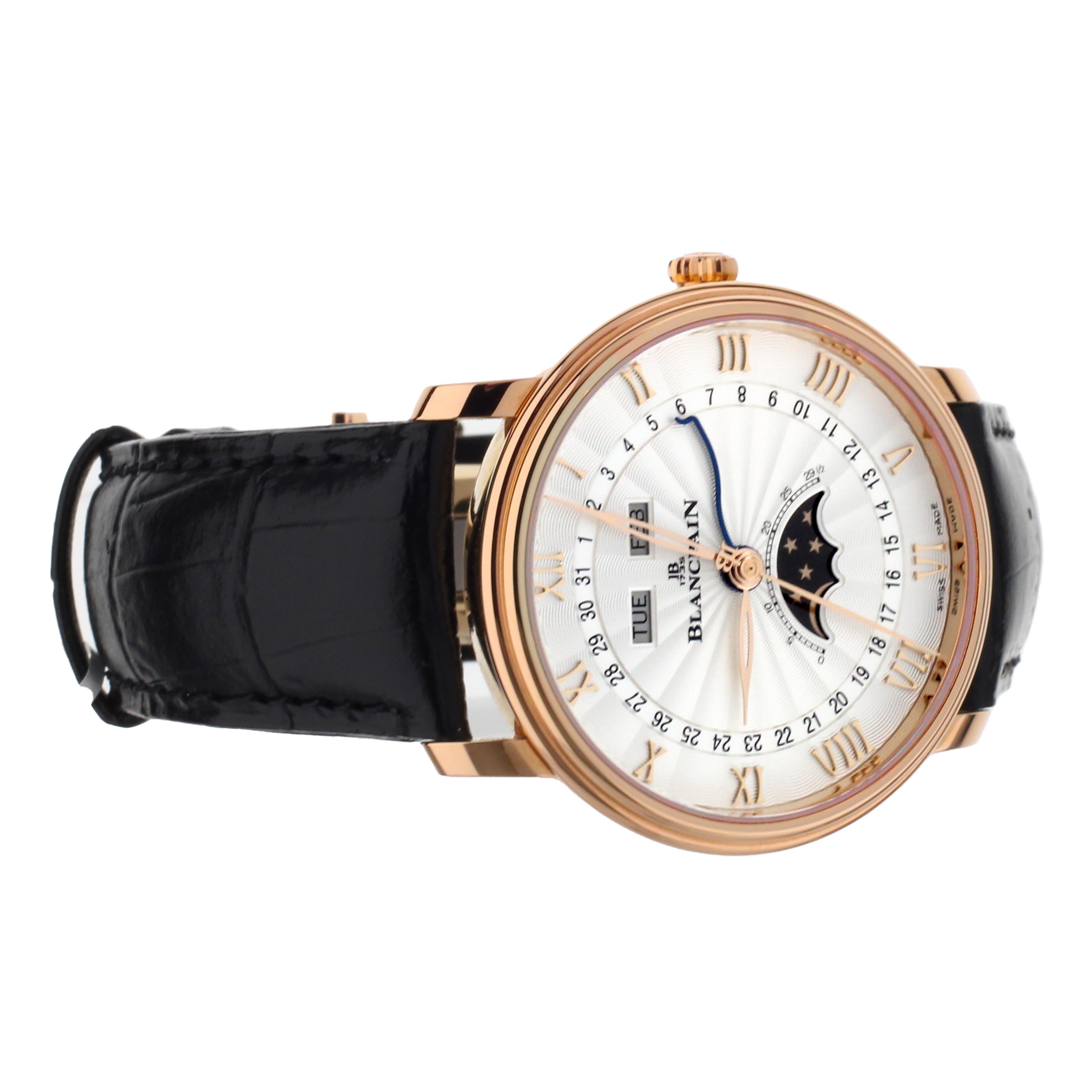 Blancpain Villeret Quantieme Complet Rose Gold White Dial 40mm 6664 Fu