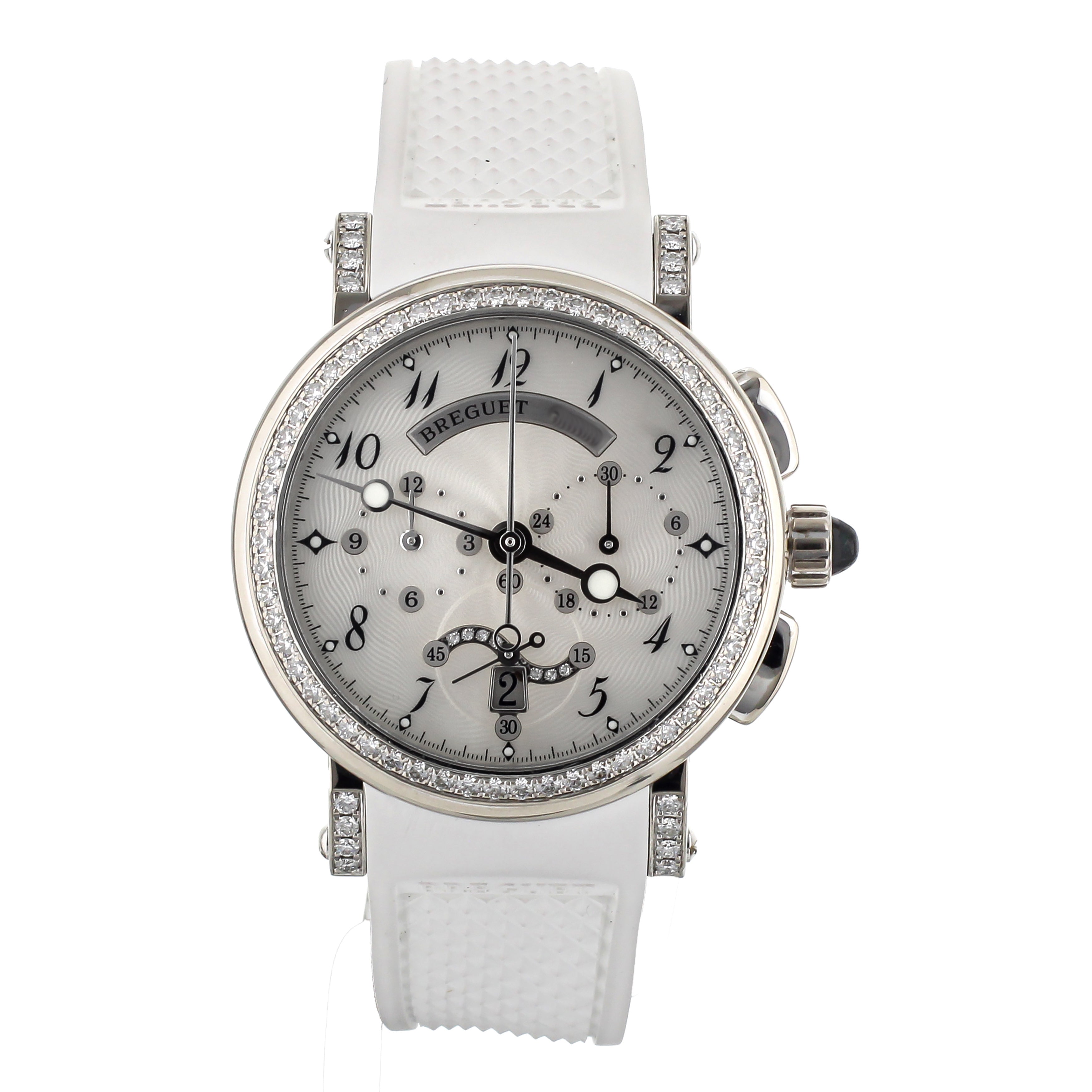 Breguet Marine Chronograph White Gold Diamond MOP Rubber 34mm 8828BB 5