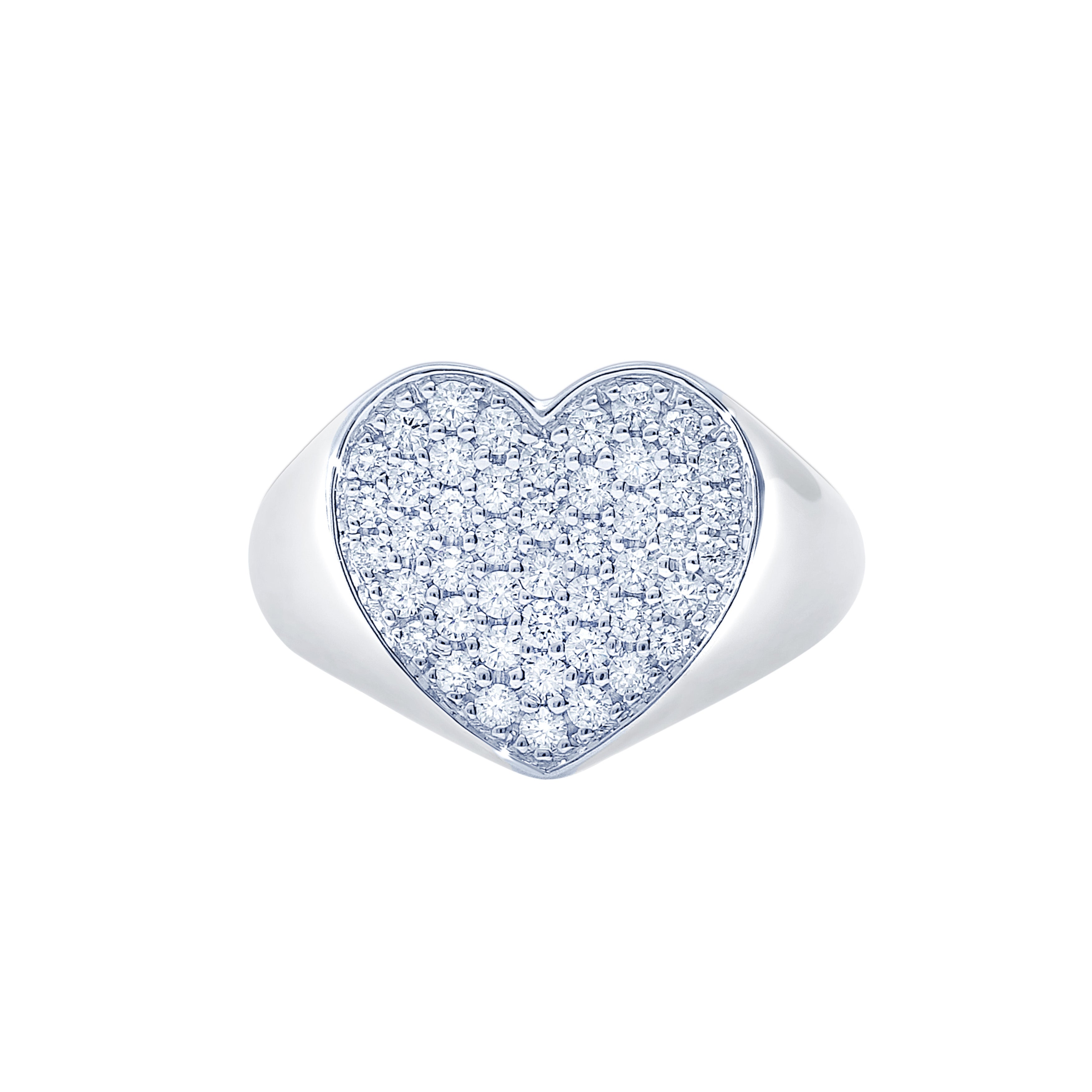 Leo Pizzo 18K White Gold Flat Diamond Heart Ring