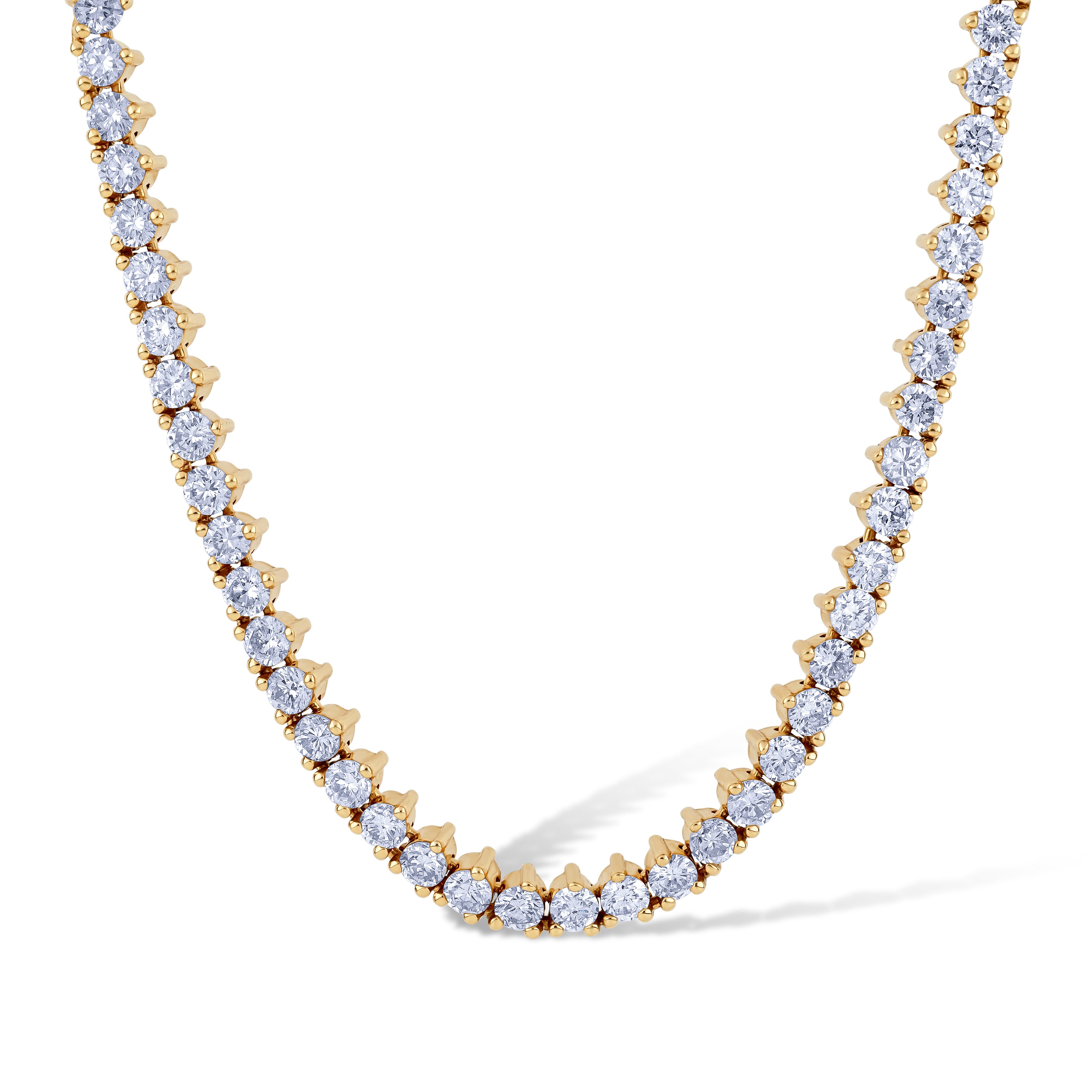 14K Yellow Gold 4.67Ctw Diamond 3 Prong Set Tennis Necklace 200 Stones 16"