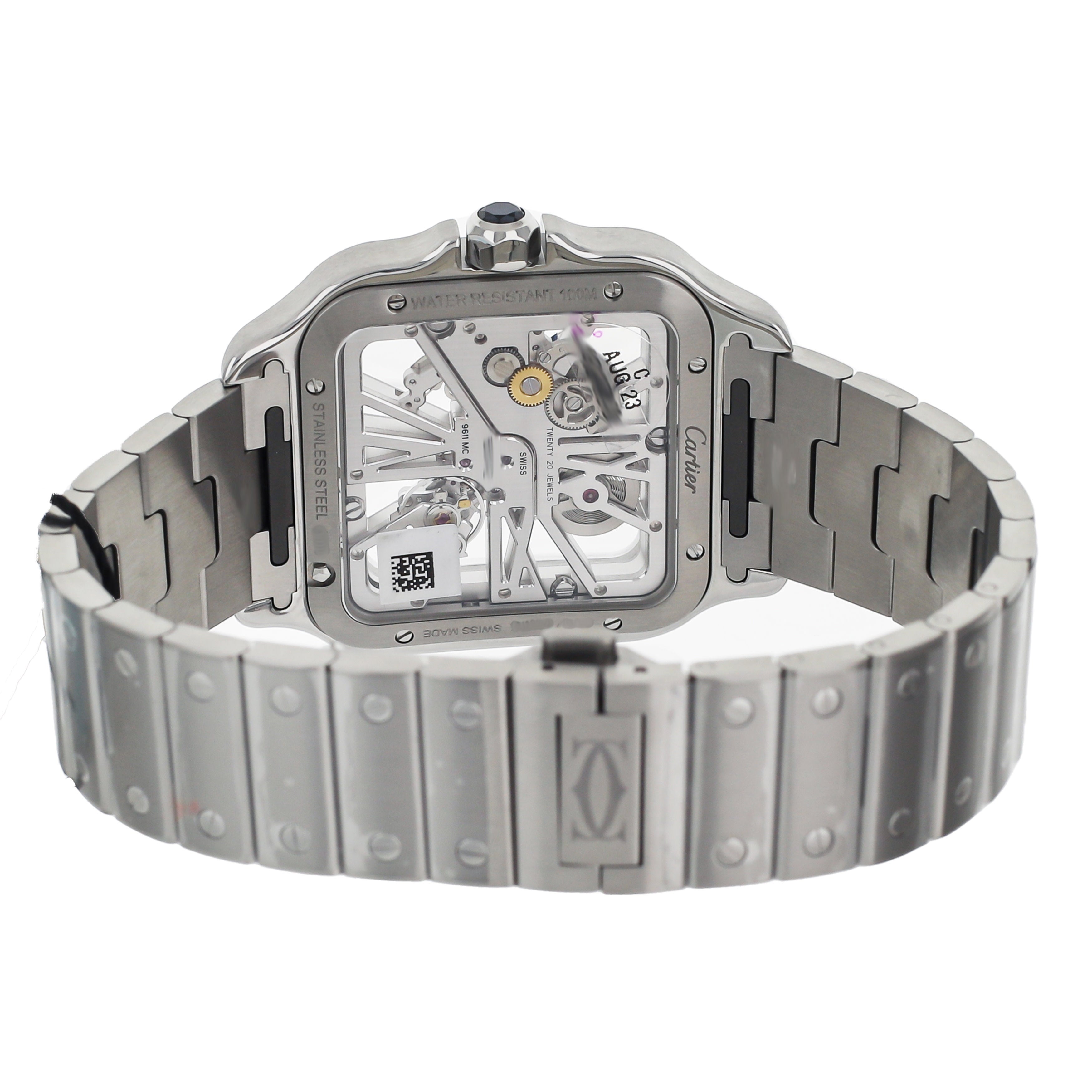 Cartier Santos Large Skeleton Stainless Steel Bracelet 40mm WHSA0015 Full Set