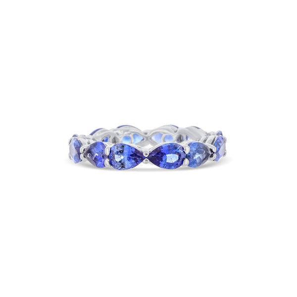 Sapphire Pear Eternity Band 18K White Gold Ring
